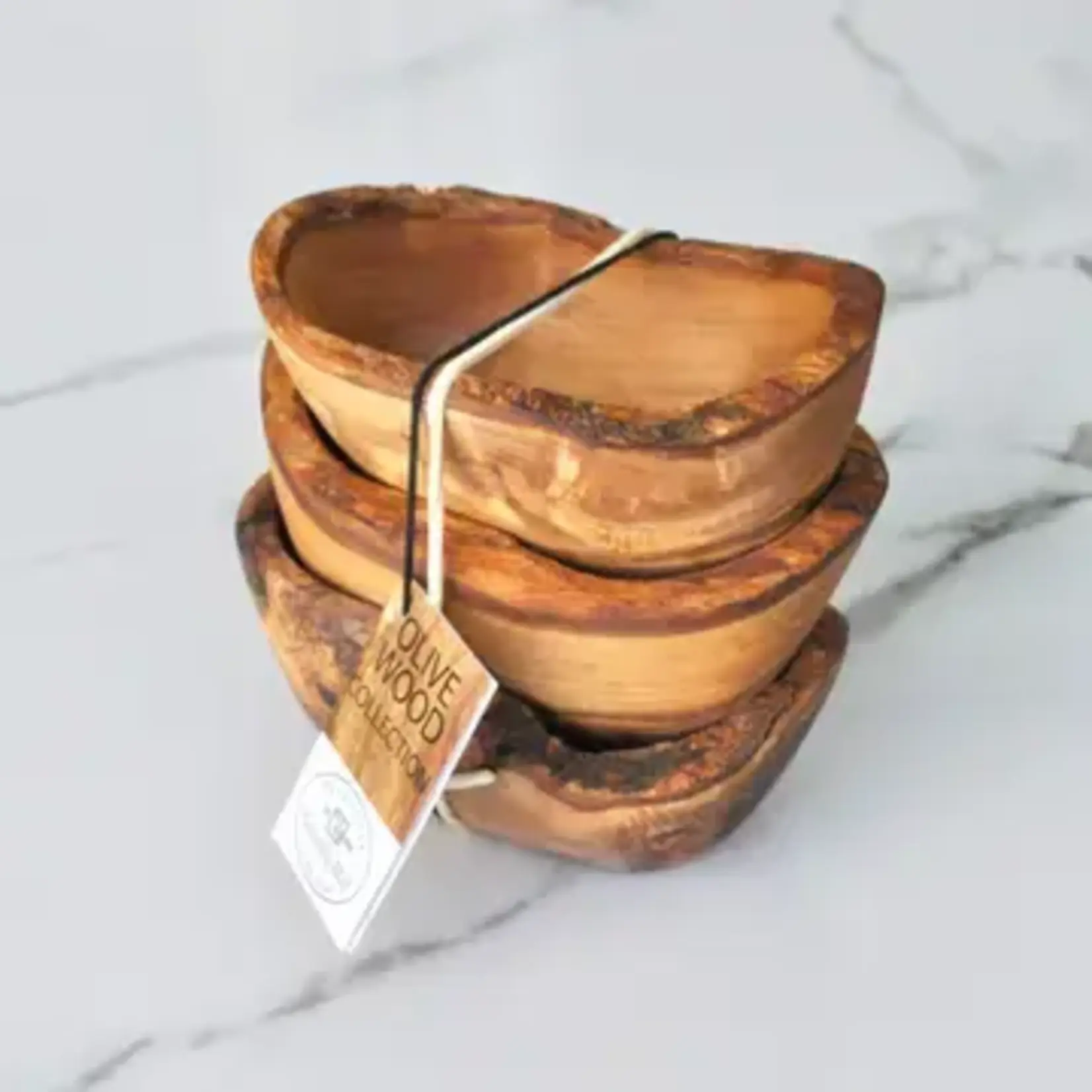Naturally Med Olive Wood Rustic Dipping Bowl Gift Set - 3 Pieces