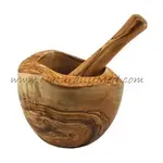 Naturally Med Olive Wood Mortar and Pestle - Natural Style 5.5''