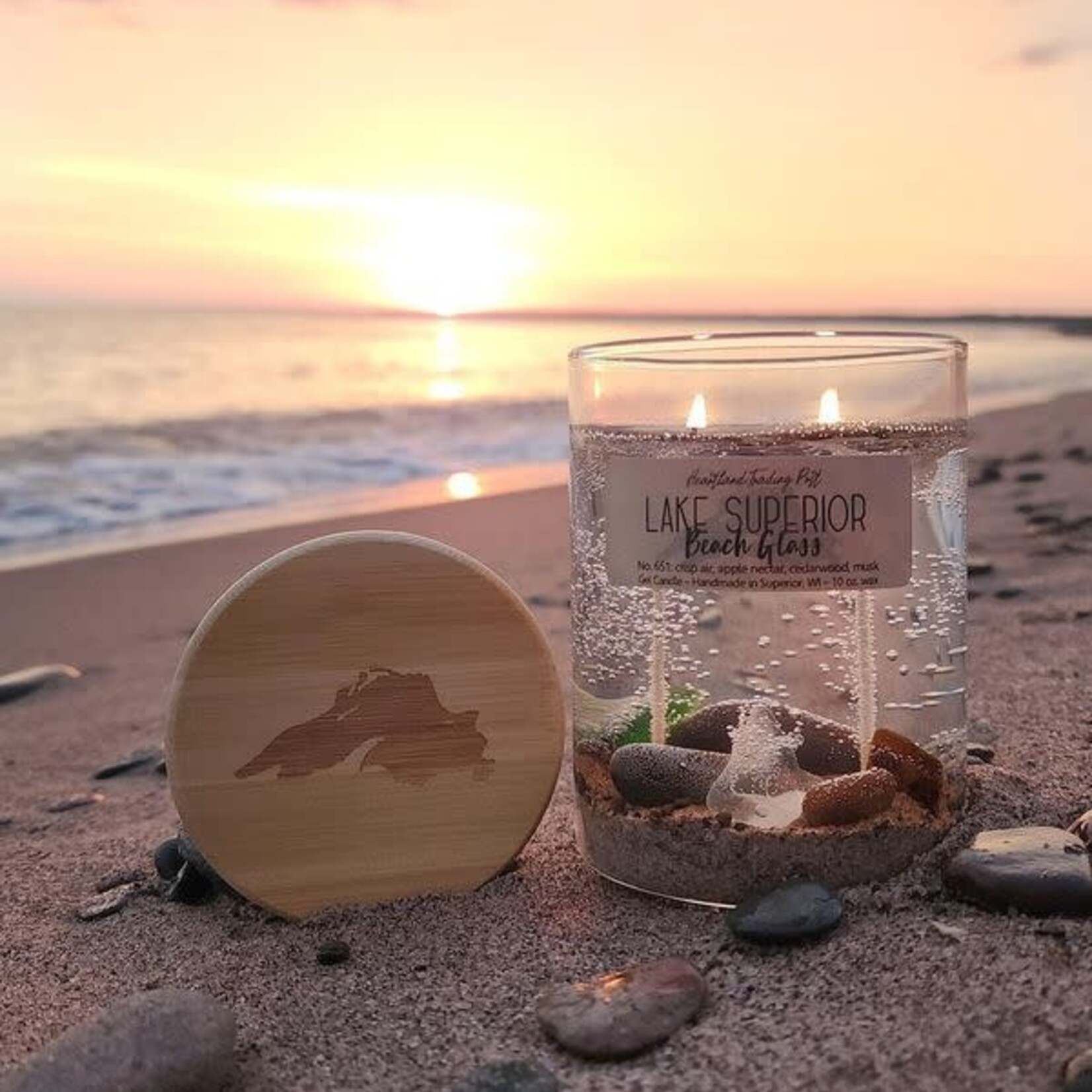 Lake Escape Candle Co 5 oz. “Beach Glass” Lake Superior Gel Candle  (No. 651) |  Lake Escape Candle Co
