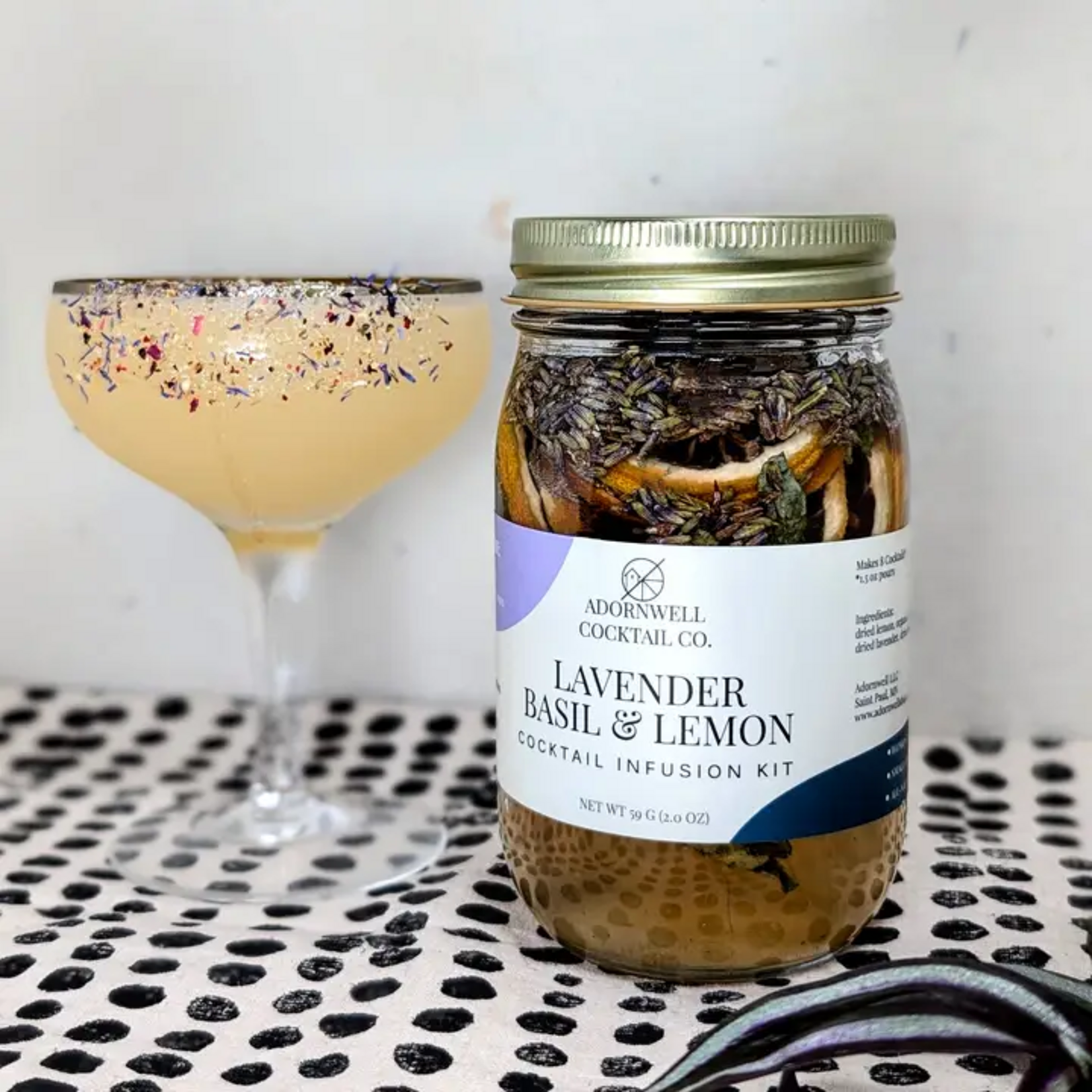 Adornwell Cocktail Co. Lavender Basil & Lemon Cocktail Infusion Kit