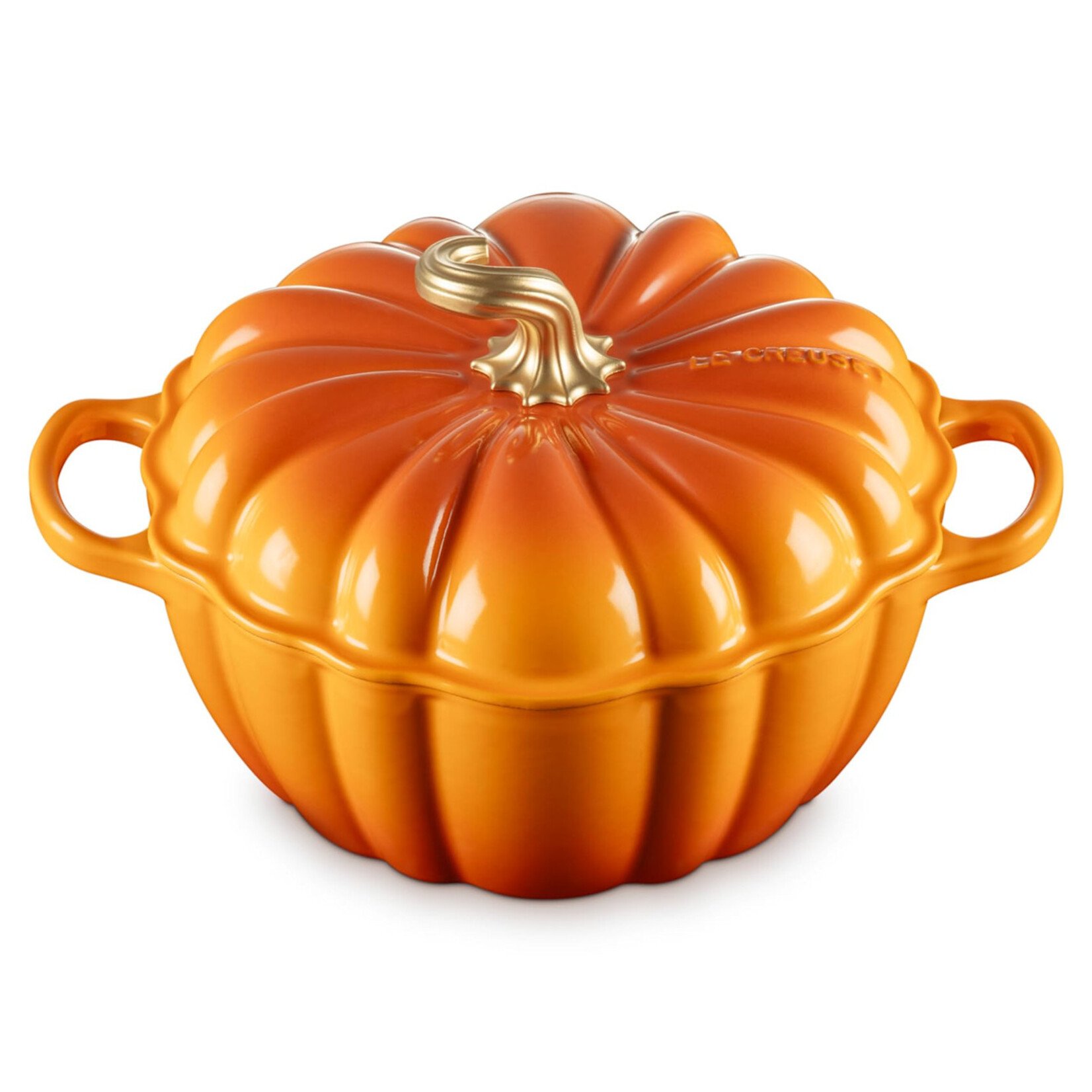 Le Creuset Figural Pumpkin Cocotte - Persimmon w/ Gold Figural Knob, 4 qt. | Le Creuset