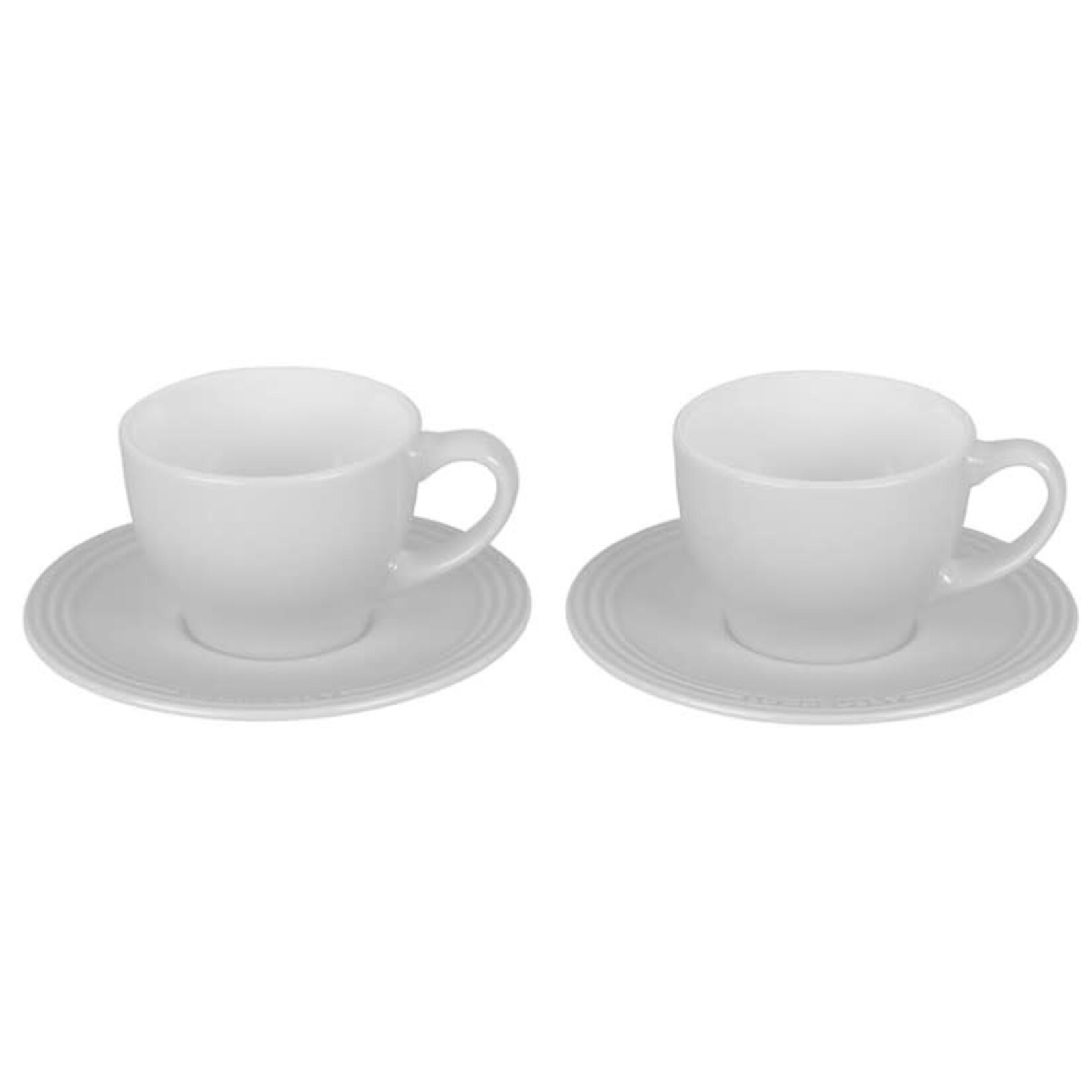 Le Creuset Set of 2 Cappuccino Cups and Saucers - White, 7 oz. each | Le Creuset
