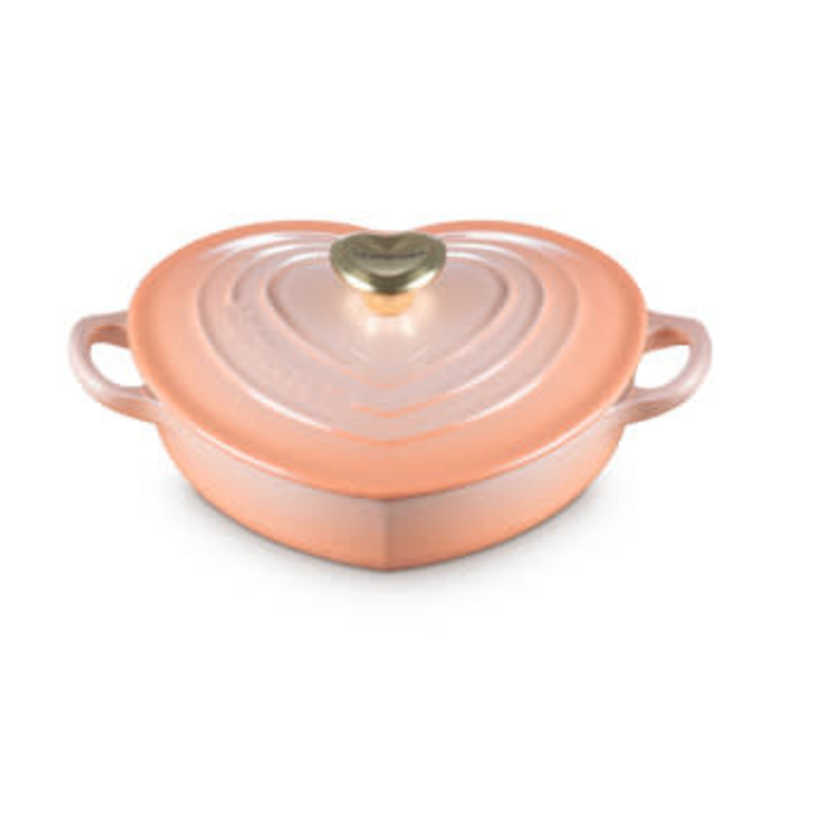 Le Creuset Mini Round Cocotte with Rose Gold Heart Knob - Peche - 8 oz | Le Creuset