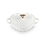 Le Creuset Traditional Heart Dish 1.25Qt White Light Gold Heart Knob | Le Creuset