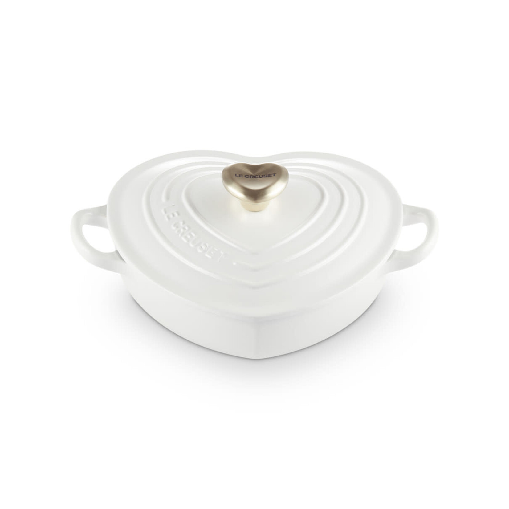 Le Creuset Traditional Heart Dish 1.25Qt White Light Gold Heart Knob | Le Creuset