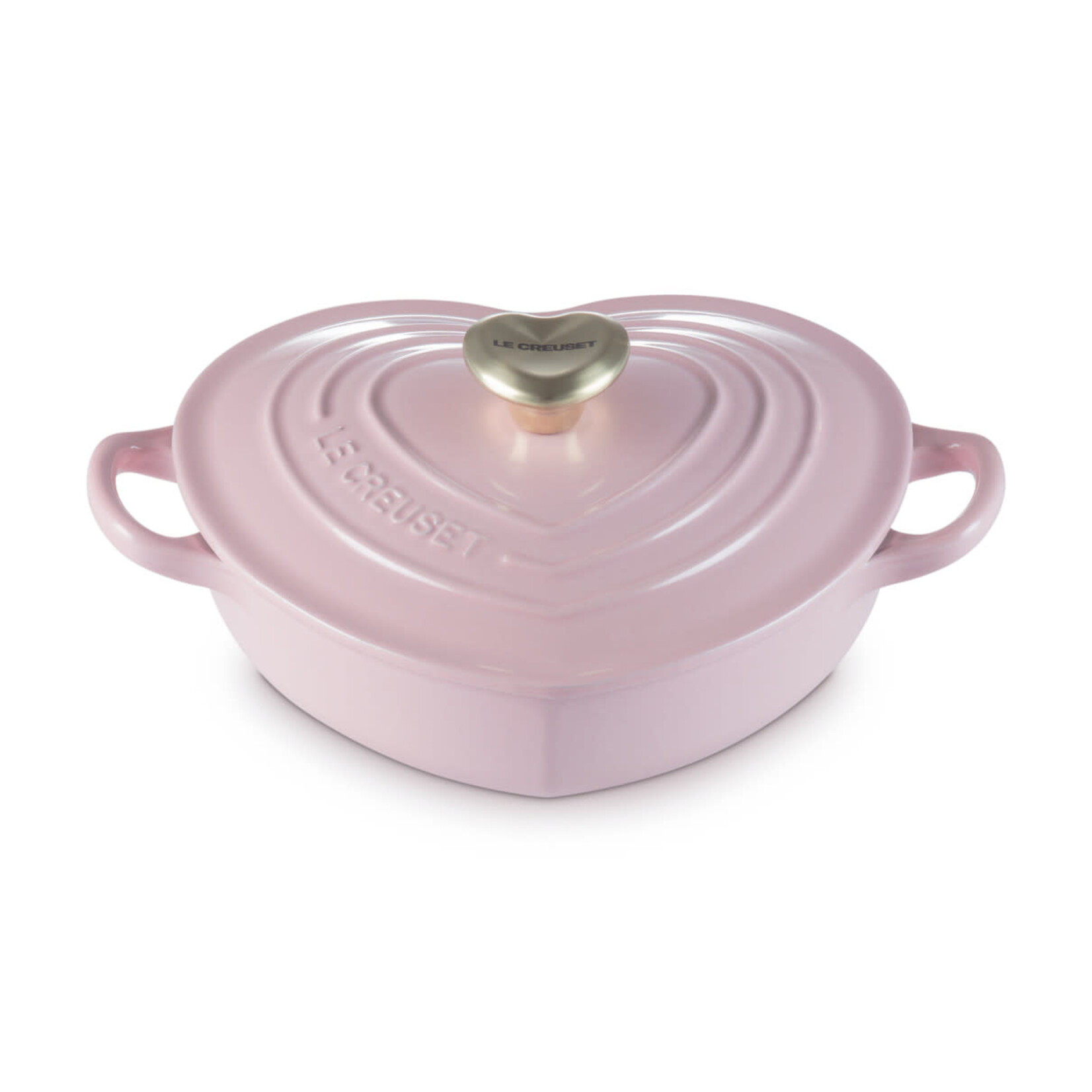 Le Creuset Traditional Heart Dish 1.25 Qt Chiffon Pink Light Gold Heart | Le Creuset