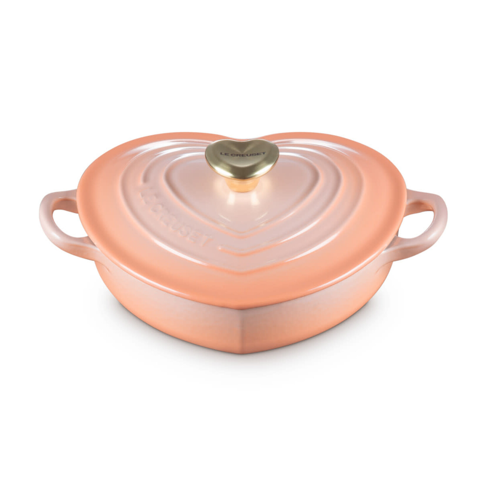 Le Creuset Traditional Heart Dish 1.25Qt Peche Light Gold Heart Knob | Le Creuset