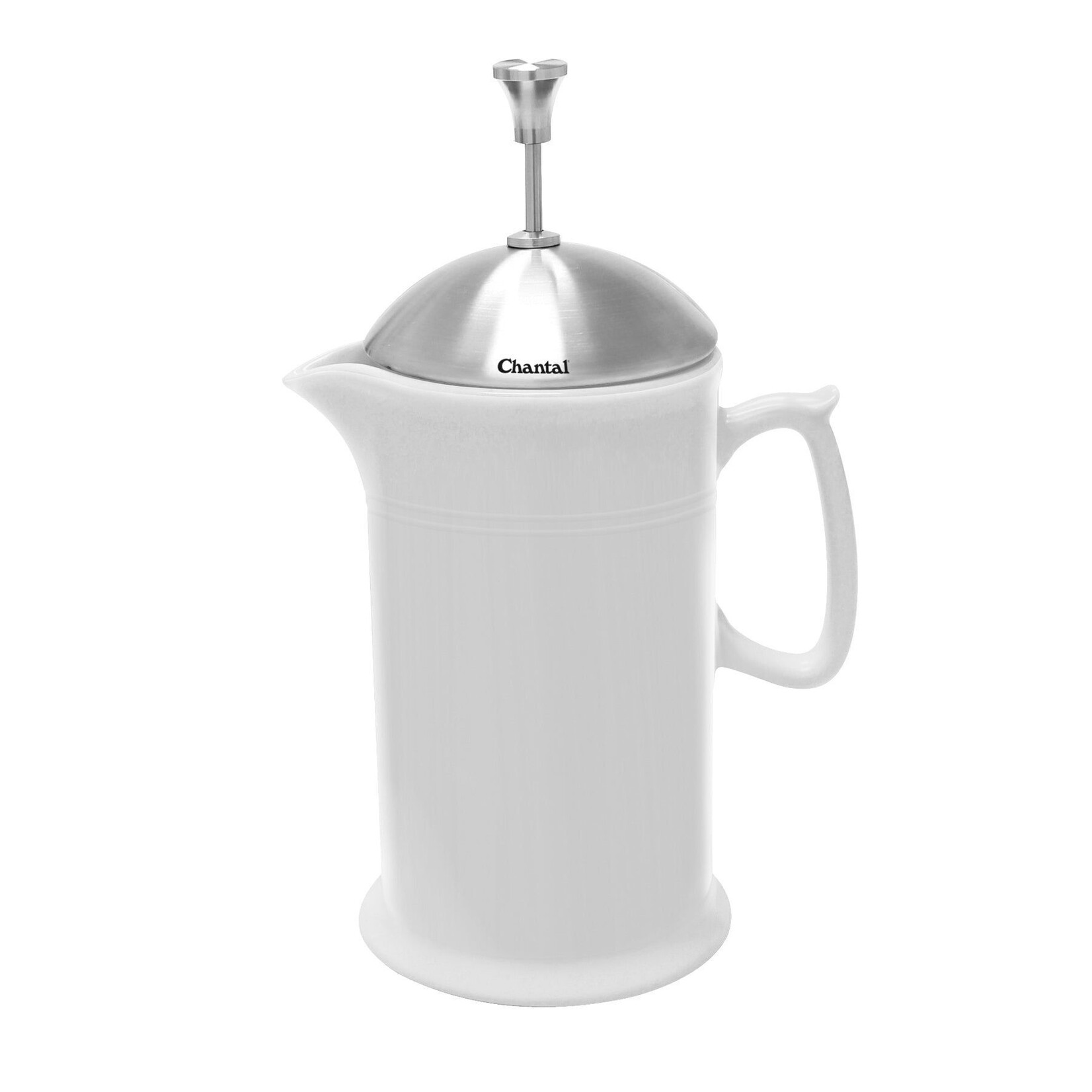 Ceramic French Press (28oz) with Stainless Steel Plunger Screen & Lid - White | Chantal