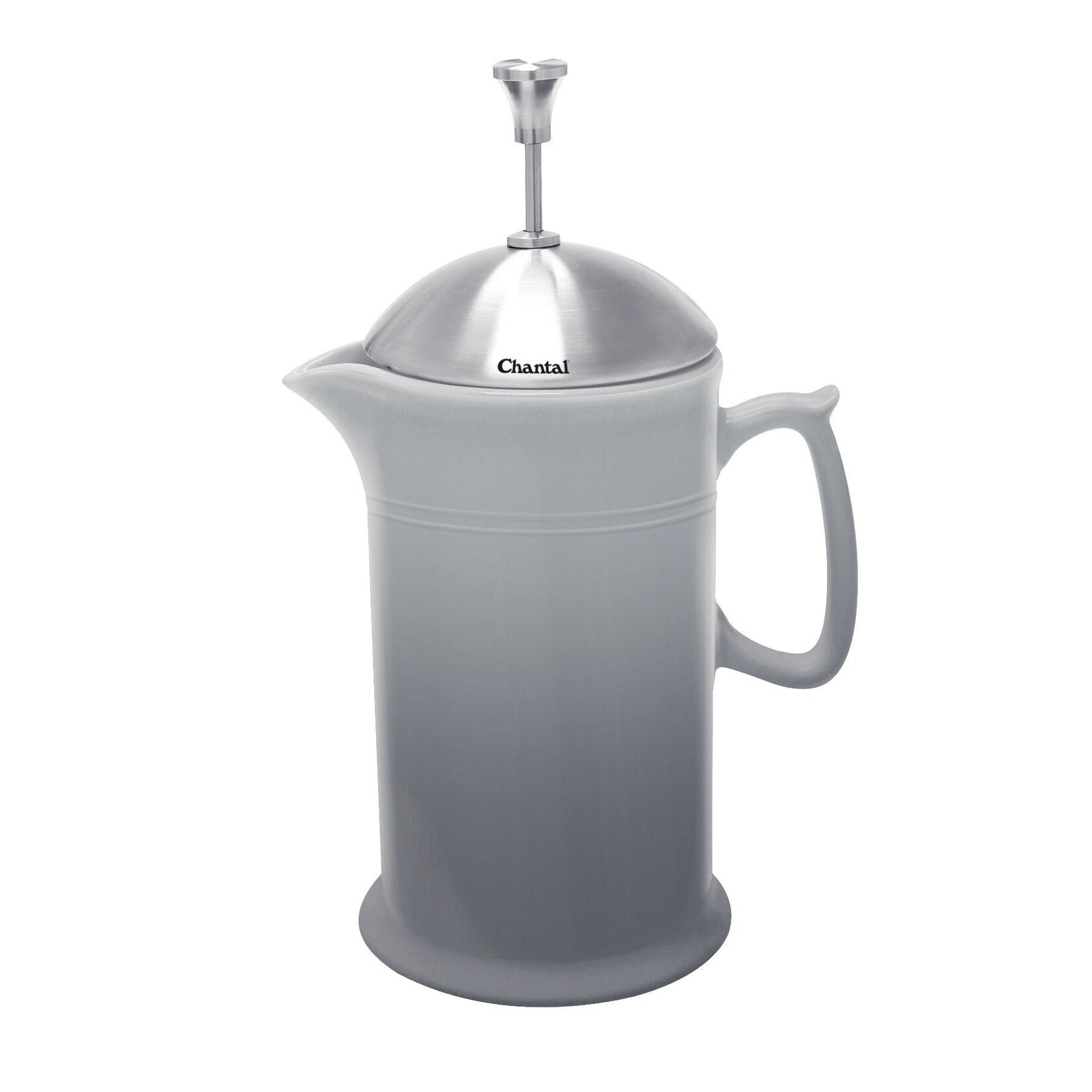 Ceramic French Press (28oz) with Stainless Steel Plunger Screen & Lid - Ombre Fade Grey | Chantal