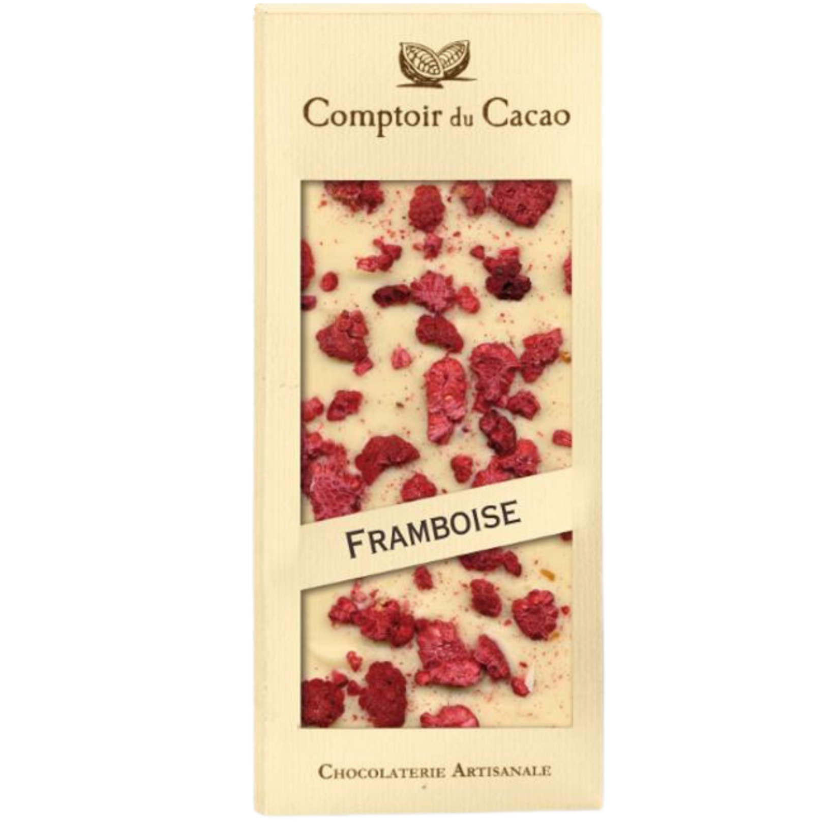 French Feast Comptoir du Cacao Blond chocolate bar w/ raspberry
