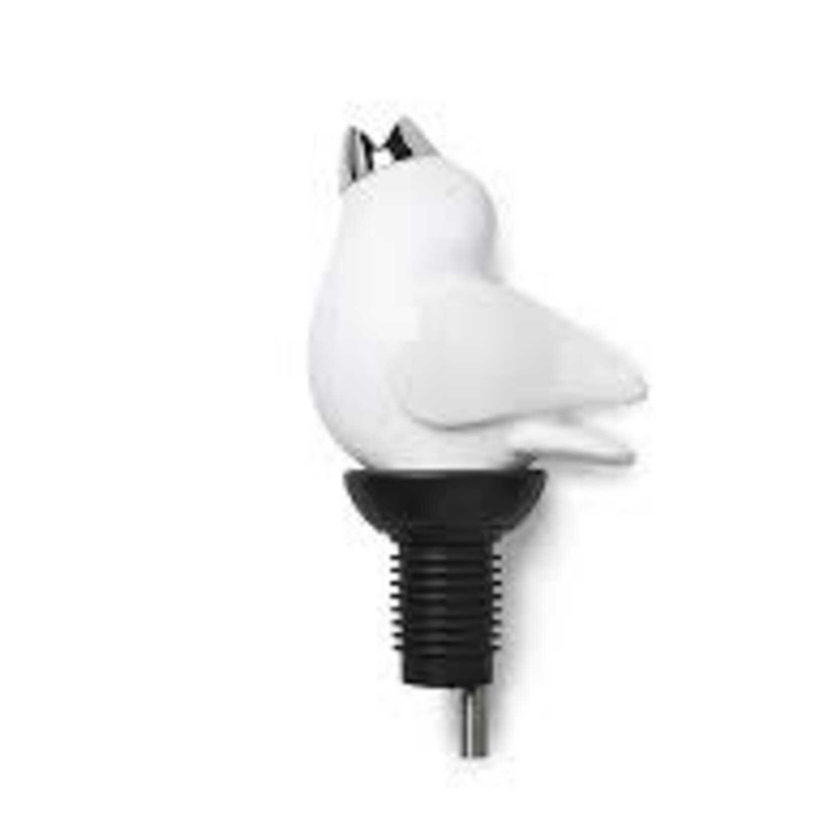 Gurgle Pot Chirpy Top Wine Pouring Spout, White/White | Gurgle Pot