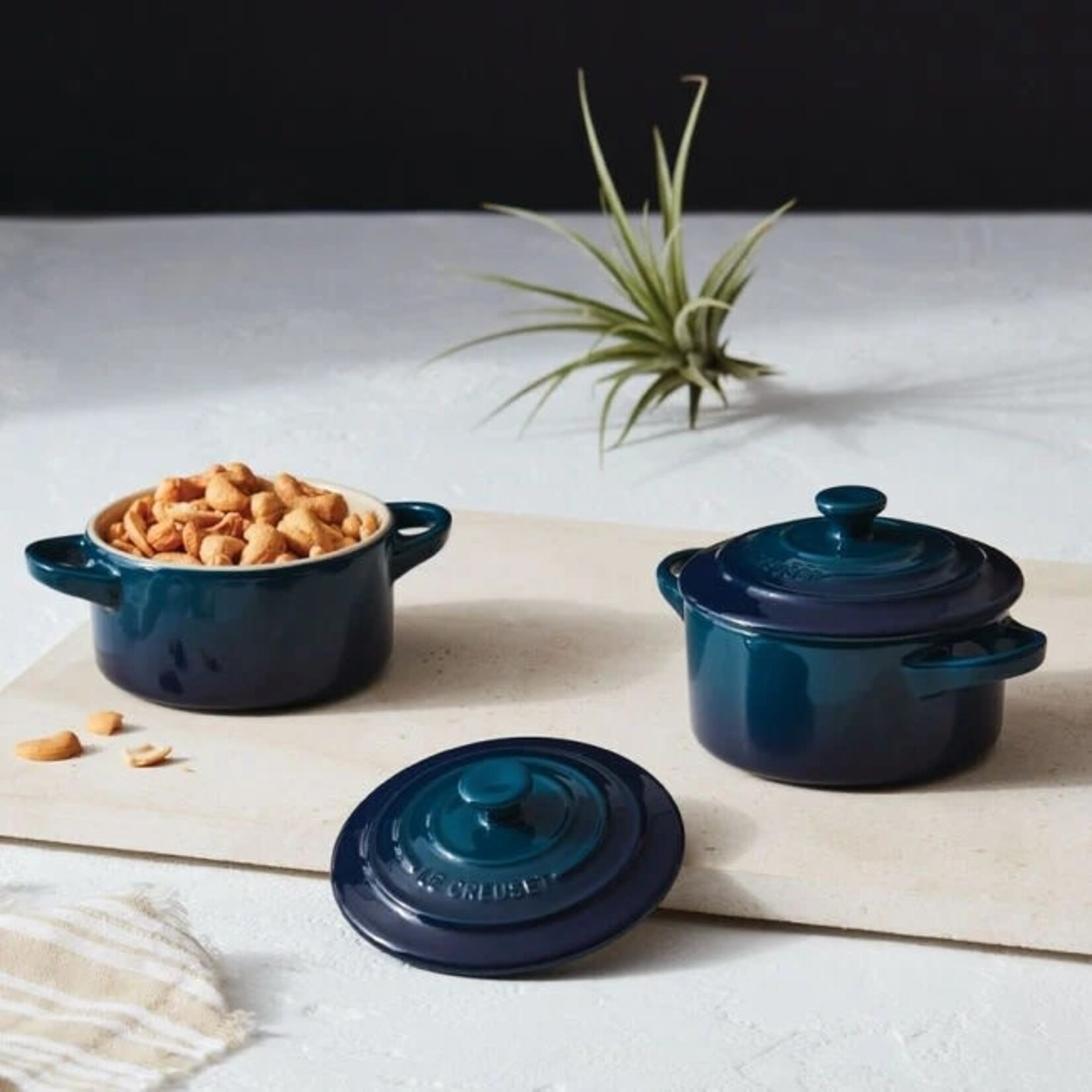 Le Creuset Holly Mini Cocotte with Gold Detail - Coastal Blue 8 oz. | Le Creuset
