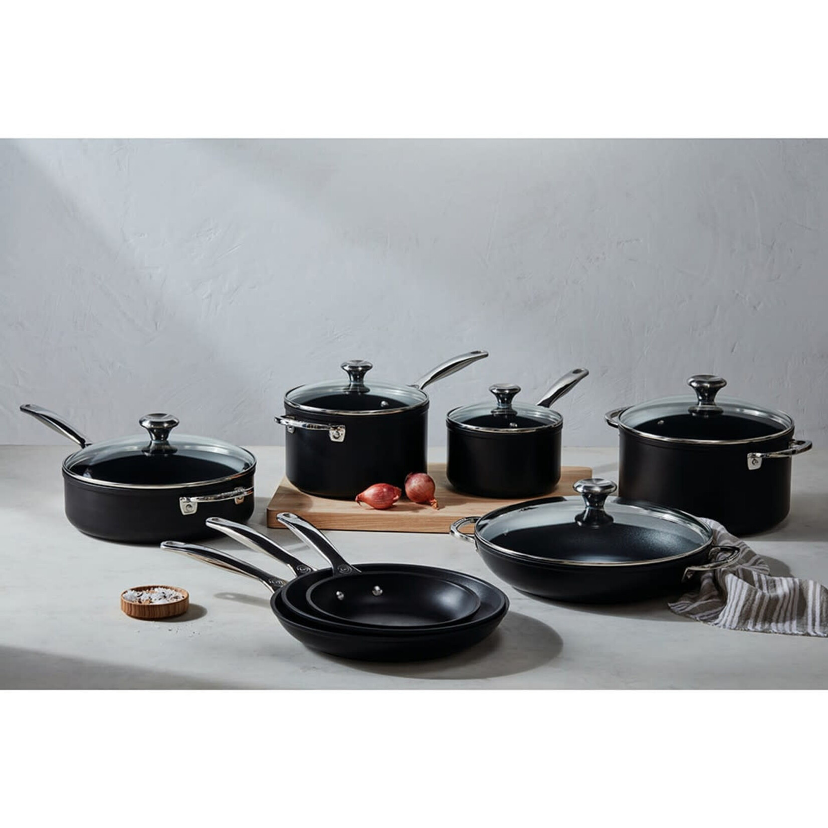 Le Creuset Toughened Nonstick PRO 13 Piece Set  (8" Fry Pan, 10" Fry Pan, 12" Fry Pan, 2 qt. Saucepan w/ Lid, 4 qt. Saucepan w/ Lid, 4.25 qt. Saute Pan w/ Lid, 4 qt. Braiser w/ Lid, 6.3 qt. Stockpot w/ Lid) | Le Creuset