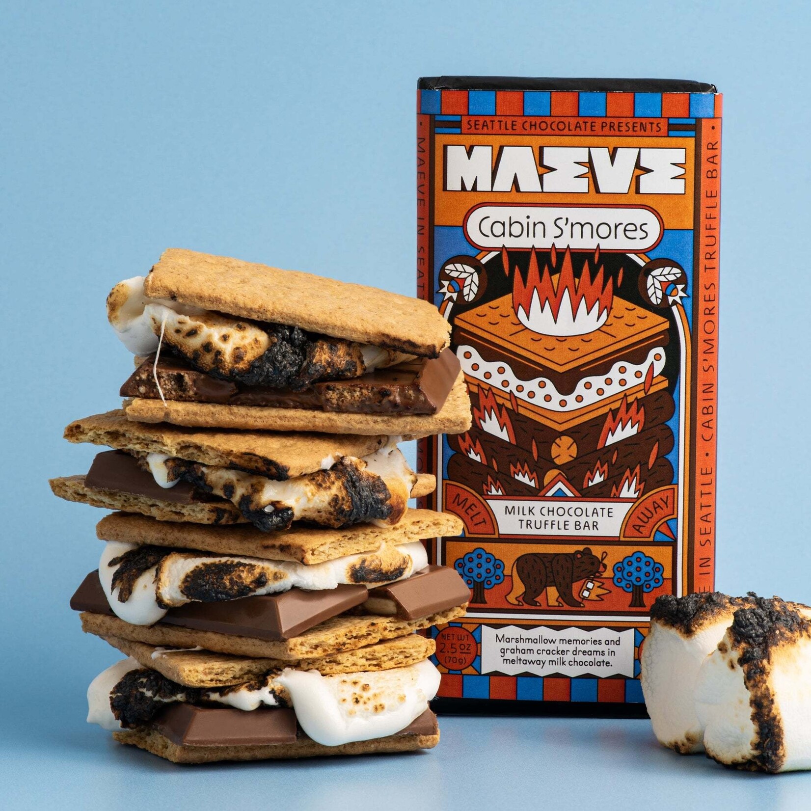 Seattle Chocolate Presents Maeve Cabin S'mores Truffle Bar | Seattle Chocolate Presents Maeve