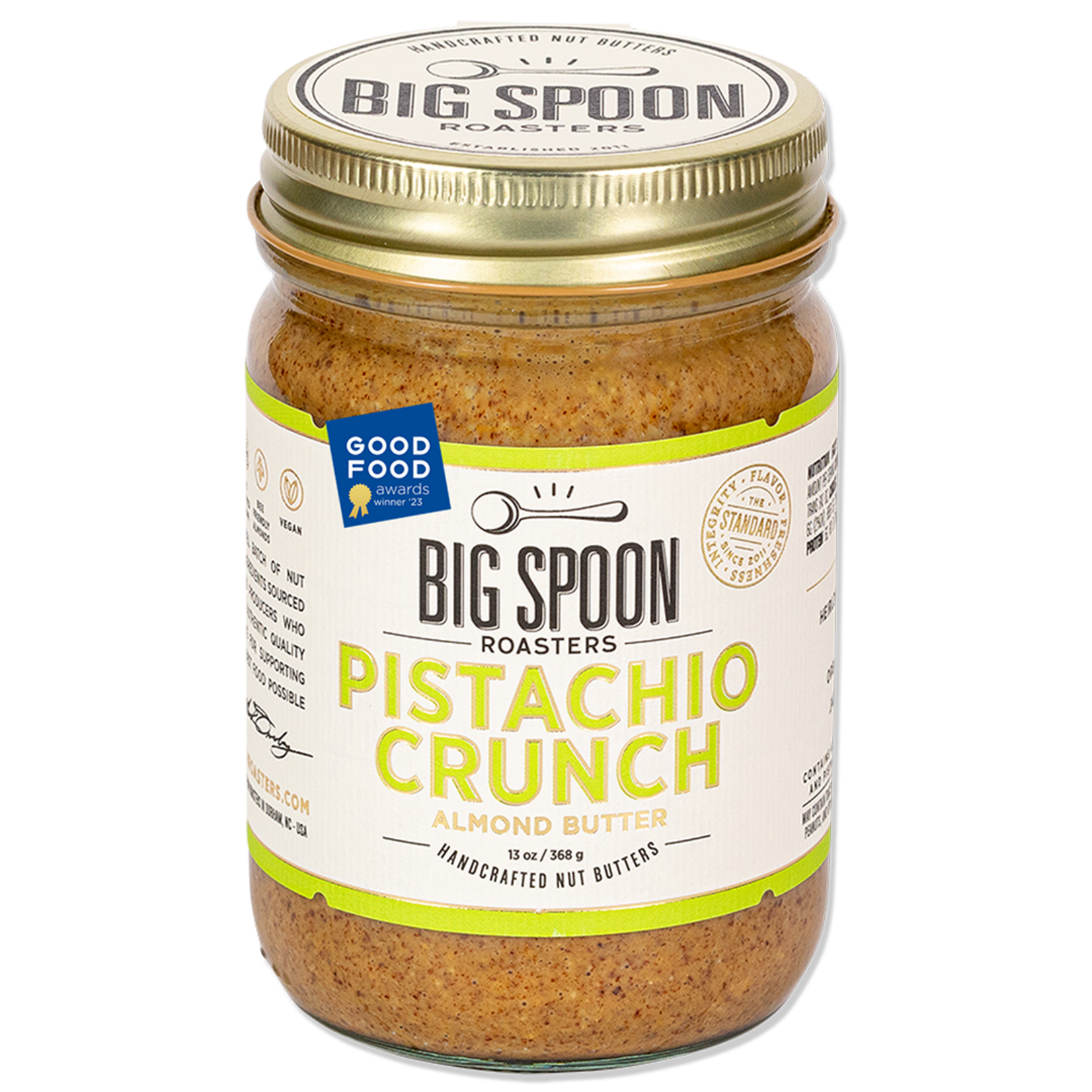 Big Spoon Roasters Pistachio Crunch Almond Butter | 13 oz Jar | Big Spoon Roasters