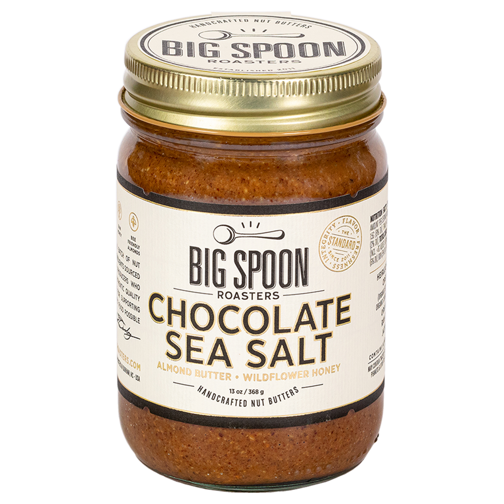 Big Spoon Roasters Chocolate Sea Salt Almond Butter | 13 oz Jar | Big Spoon Roasters
