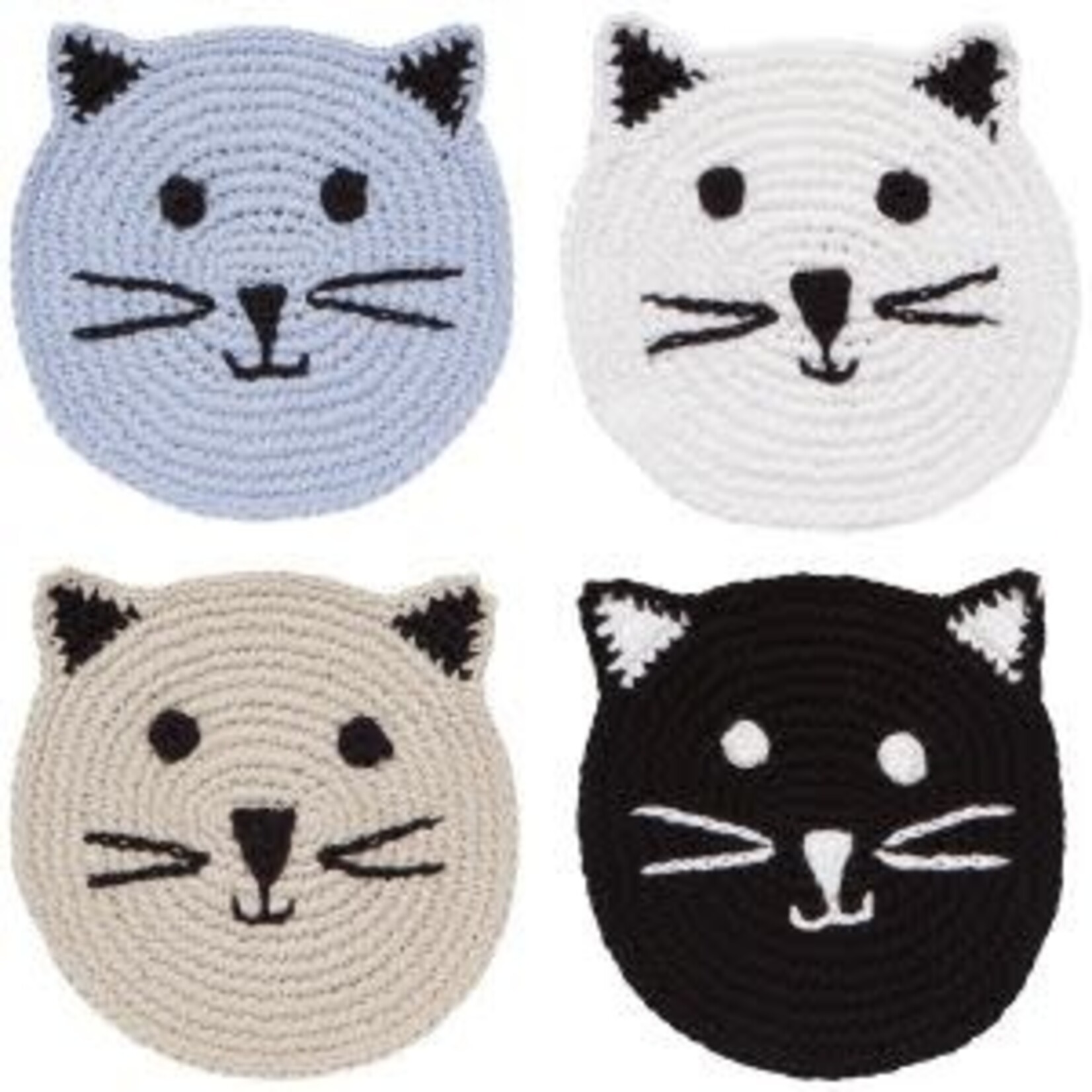 Danica Brands Crochet Coasters Set of 4 Assorted - Meow & Furever | Danica Brands