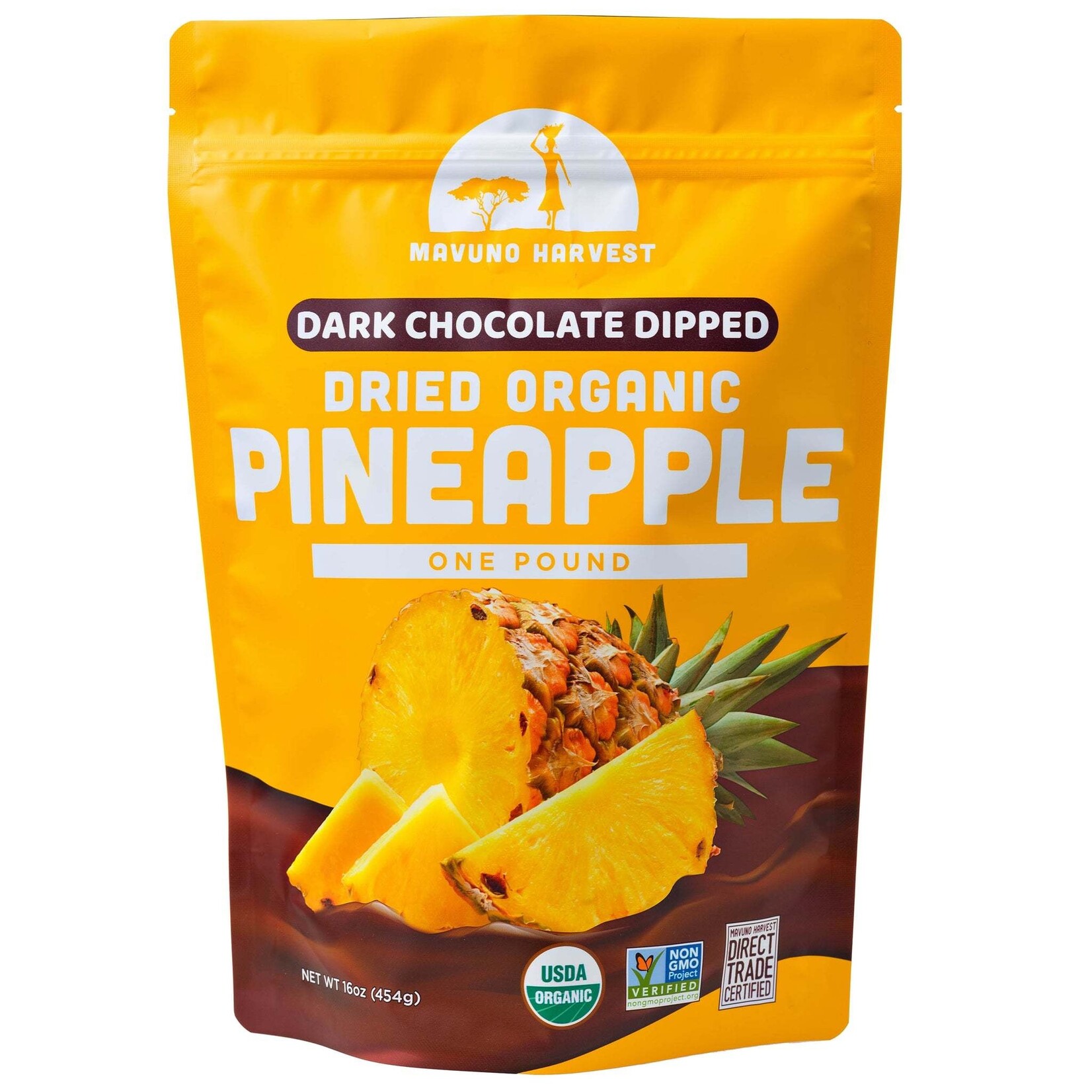 MAVUNO ORG HARVEST Organic Dark Chocolate Dipped Dried Pineapple 3 OZ | MAVUNO ORG HARVEST
