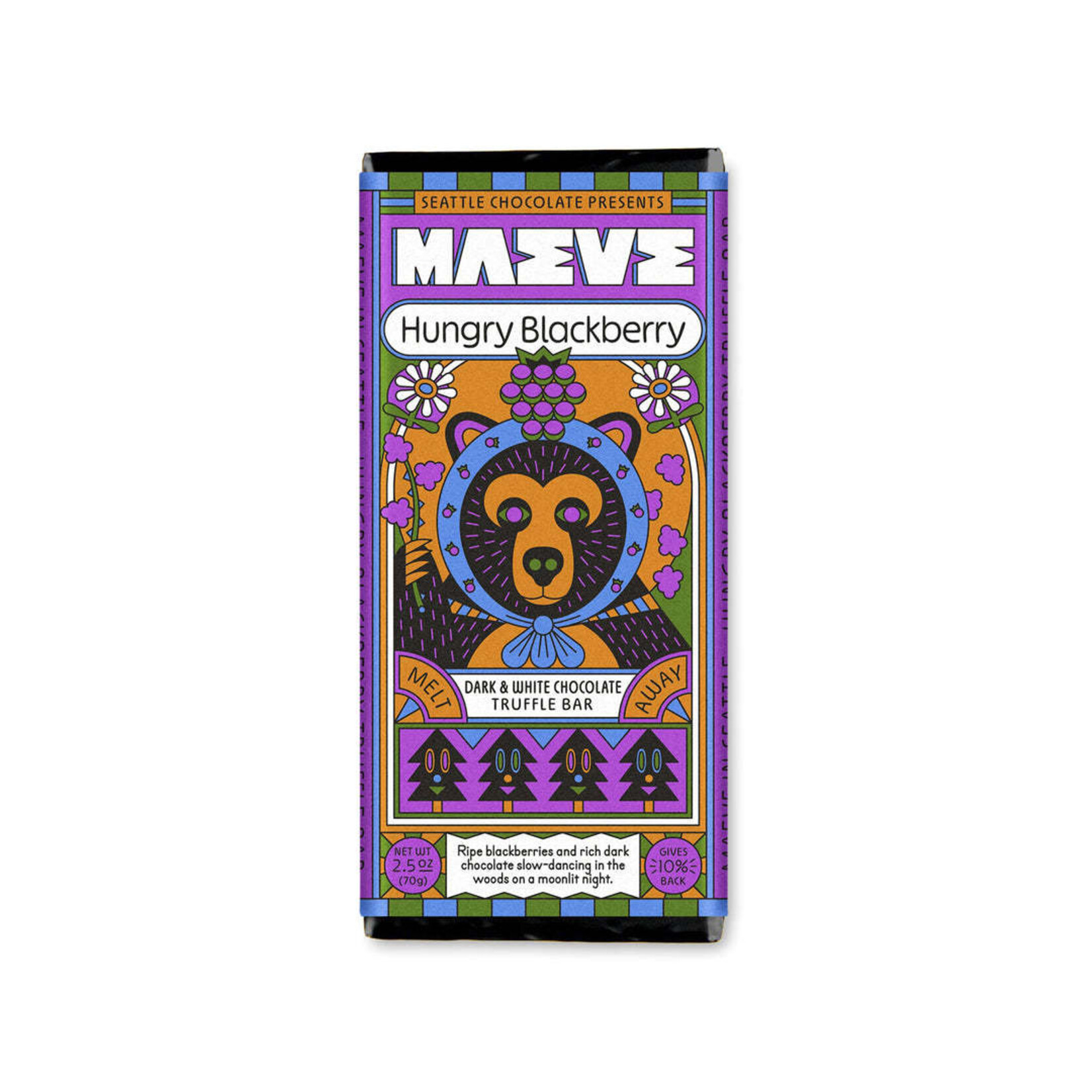 Seattle Chocolate Presents Maeve Hungry Blackberry Truffle Bar | Seattle Chocolate Presents Maeve