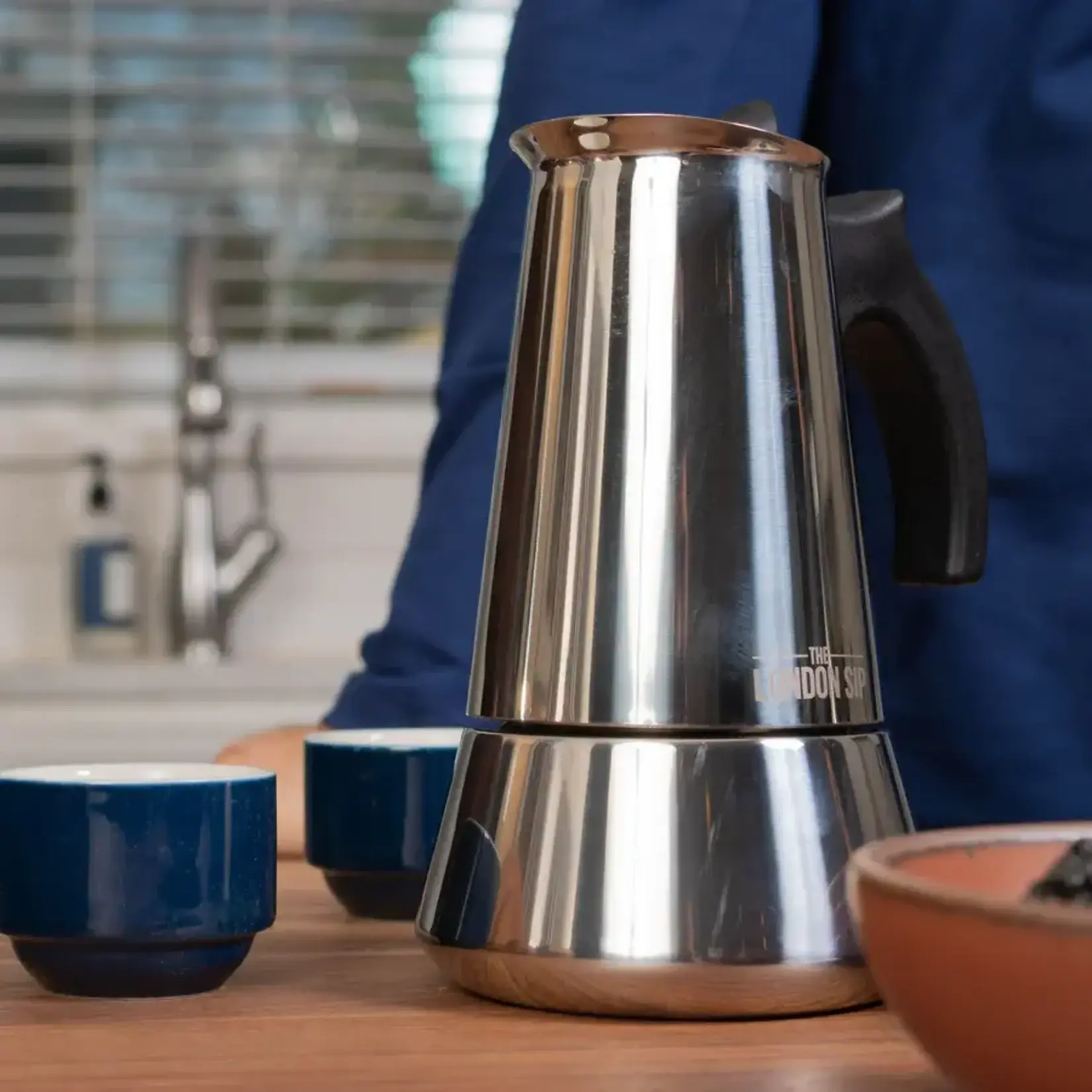 London Sip Stainless Steel Espresso Maker 3-cup, Silver | Kitchen Supply