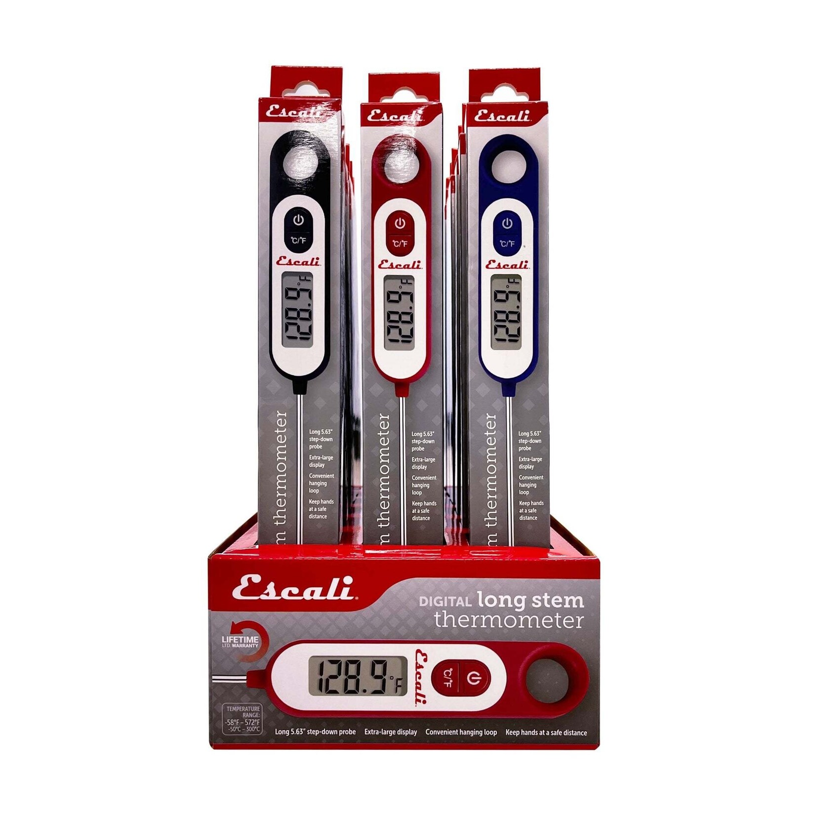 Digital Long Stem Thermometer, Asst.