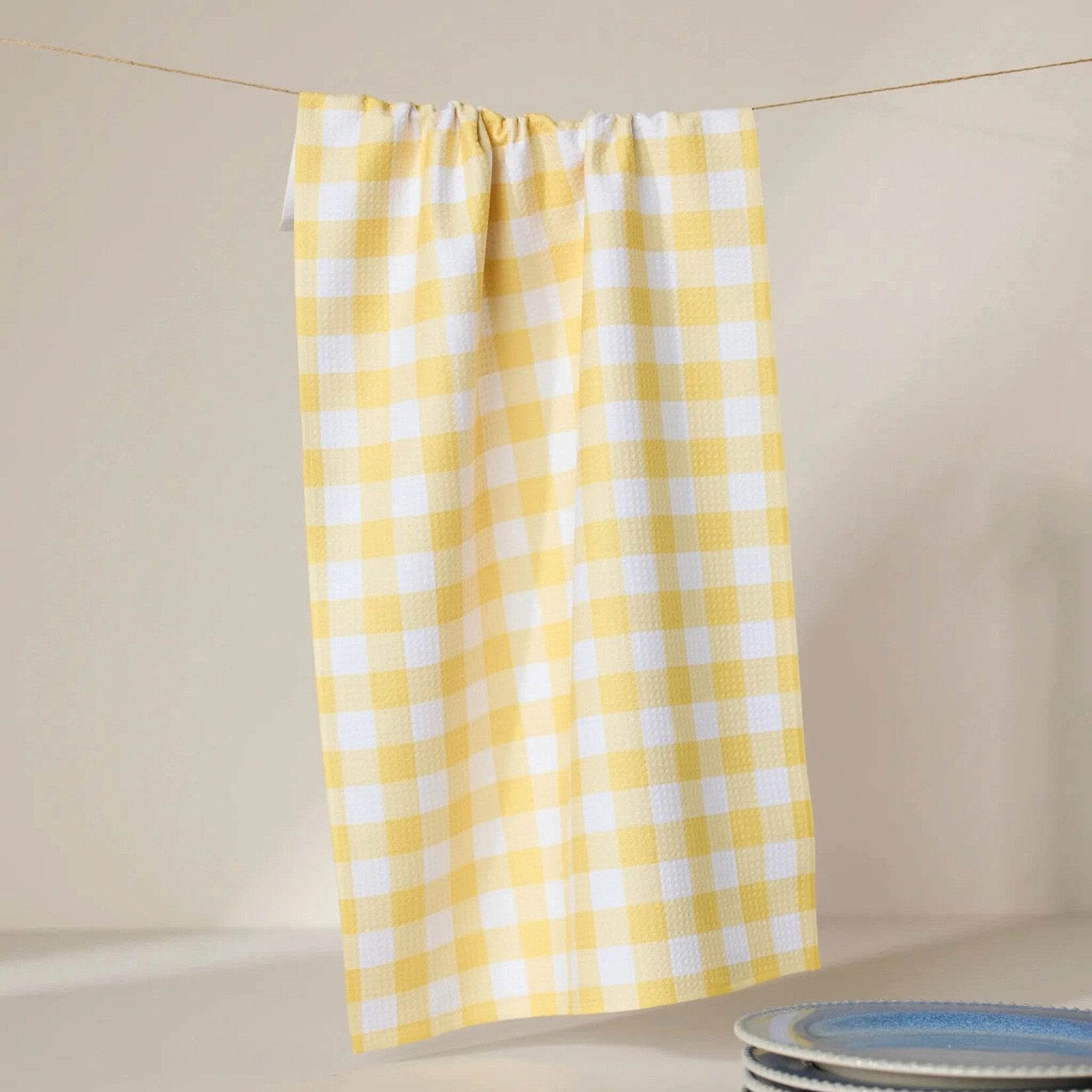 Geometry Lemon Gingham Tea Towel | Geometry