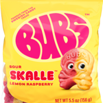 LONG ISLAND CANDY FACTORY Bubs Sour Skalle Skull Lemon Raspberry Swedish Gummies 5.5 oz