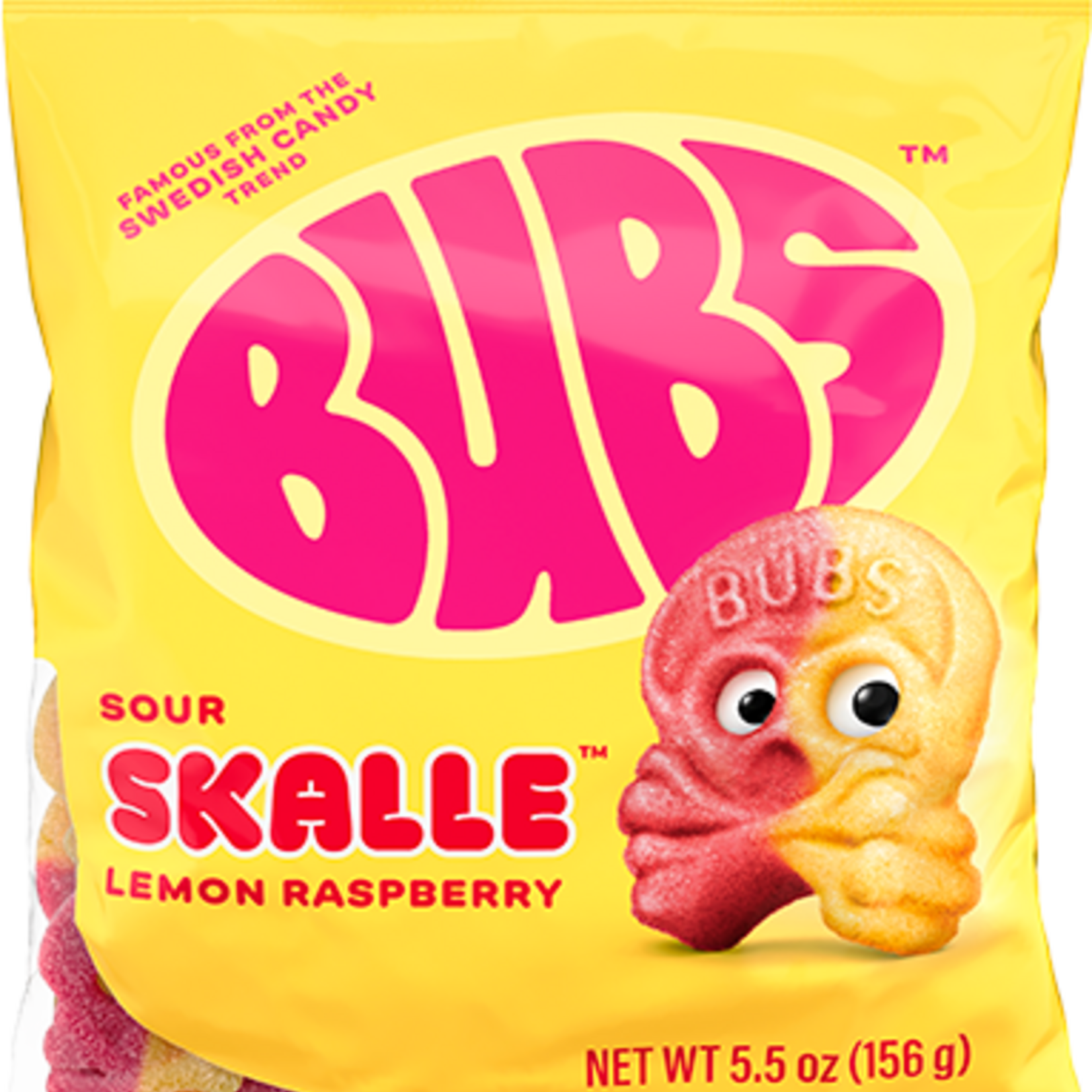 LONG ISLAND CANDY FACTORY Bubs Sour Skalle Skull Lemon Raspberry Swedish Gummies 5.5 oz