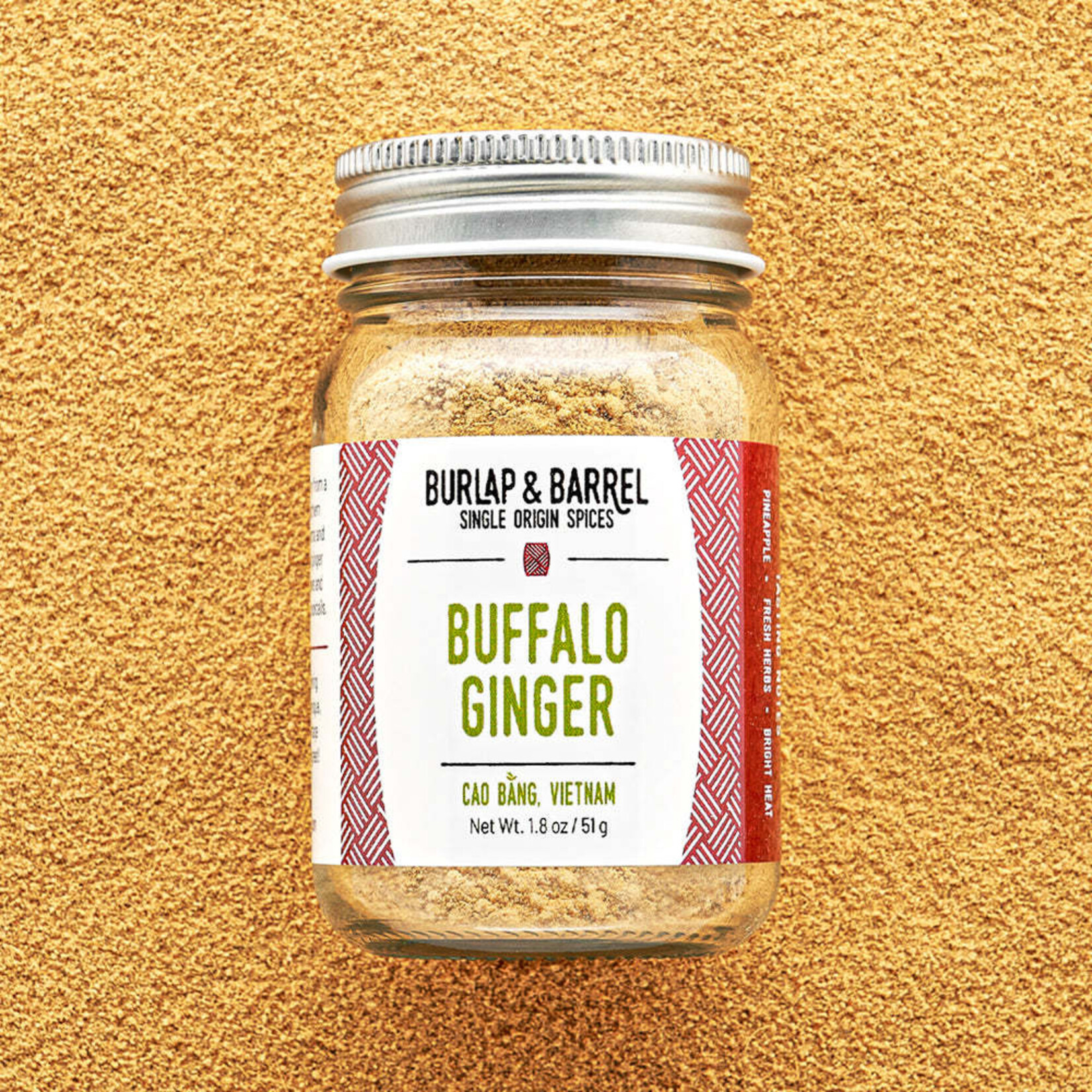 Burlap & Barrel Buffalo Ginger - Single Origin Spice & Seasoning | 1.8 oz glass jar | Burlap & Barrel