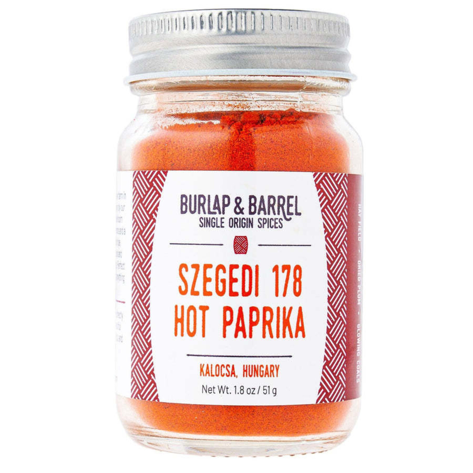 Burlap & Barrel Szegedi 178 Hot Paprika - Single Origin Spice & Seasoning | 1.8 oz glass jar | Burlap & Barrel