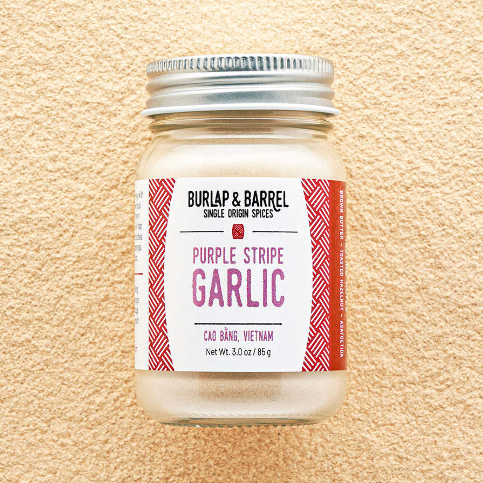 Burlap & Barrel Purple Stripe Garlic - Single Origin Spice & Seasoning | 3.0 oz glass jar | Burlap & Barrel