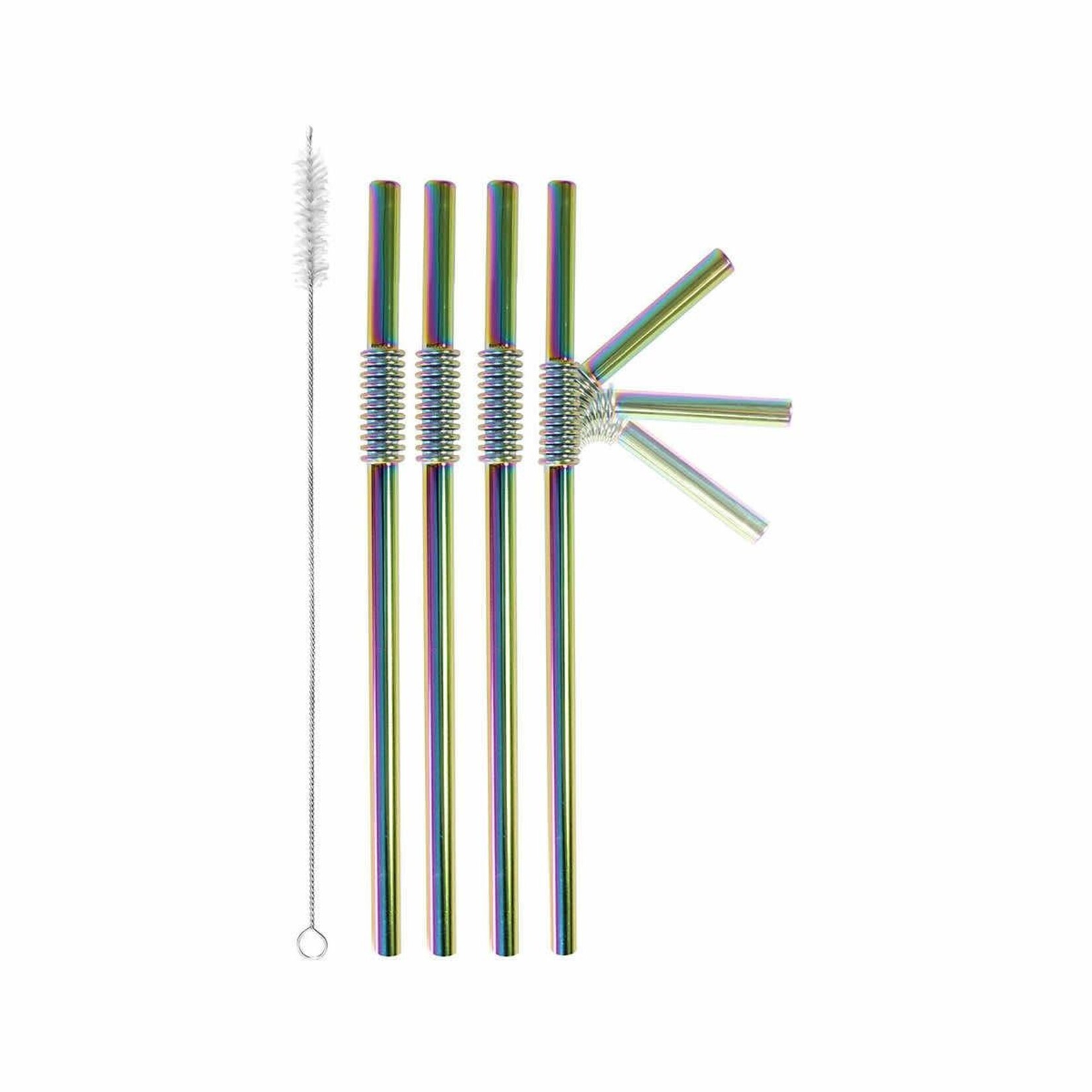 Harold Import Co. Turtleneck Bendable Metal Drinking Straws, Rainbow, Set of 4 | Harold Import Co.