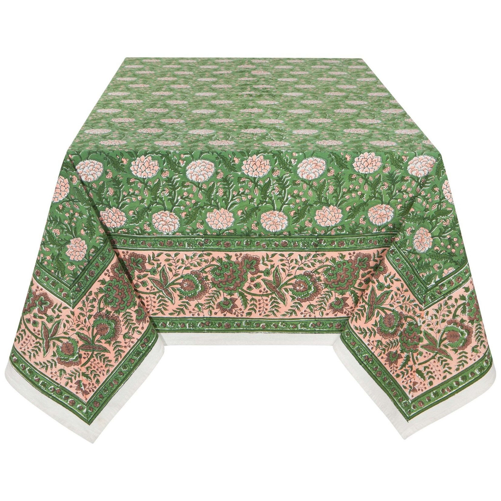 Danica Brands Tablecloth 90” - Block Print Peony | Danica Brands
