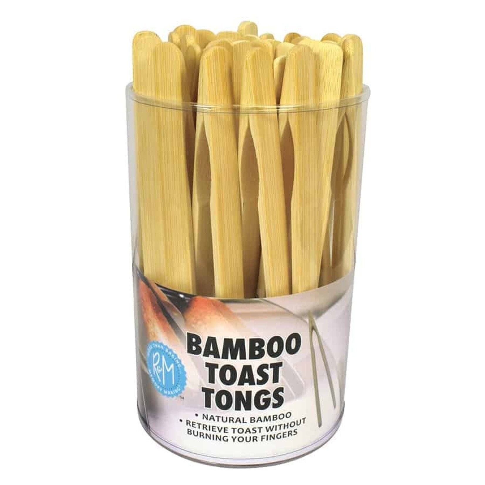 R&M International Bamboo Toast Tongs Bucket | R&M International