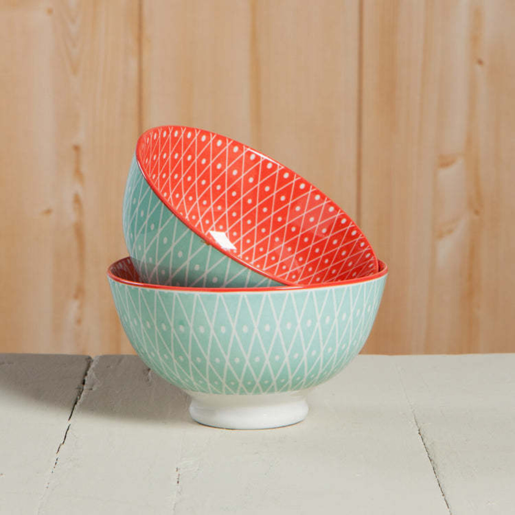 Danica Brands Bowl - 4inch Blue Geo/Pink | Danica Brands