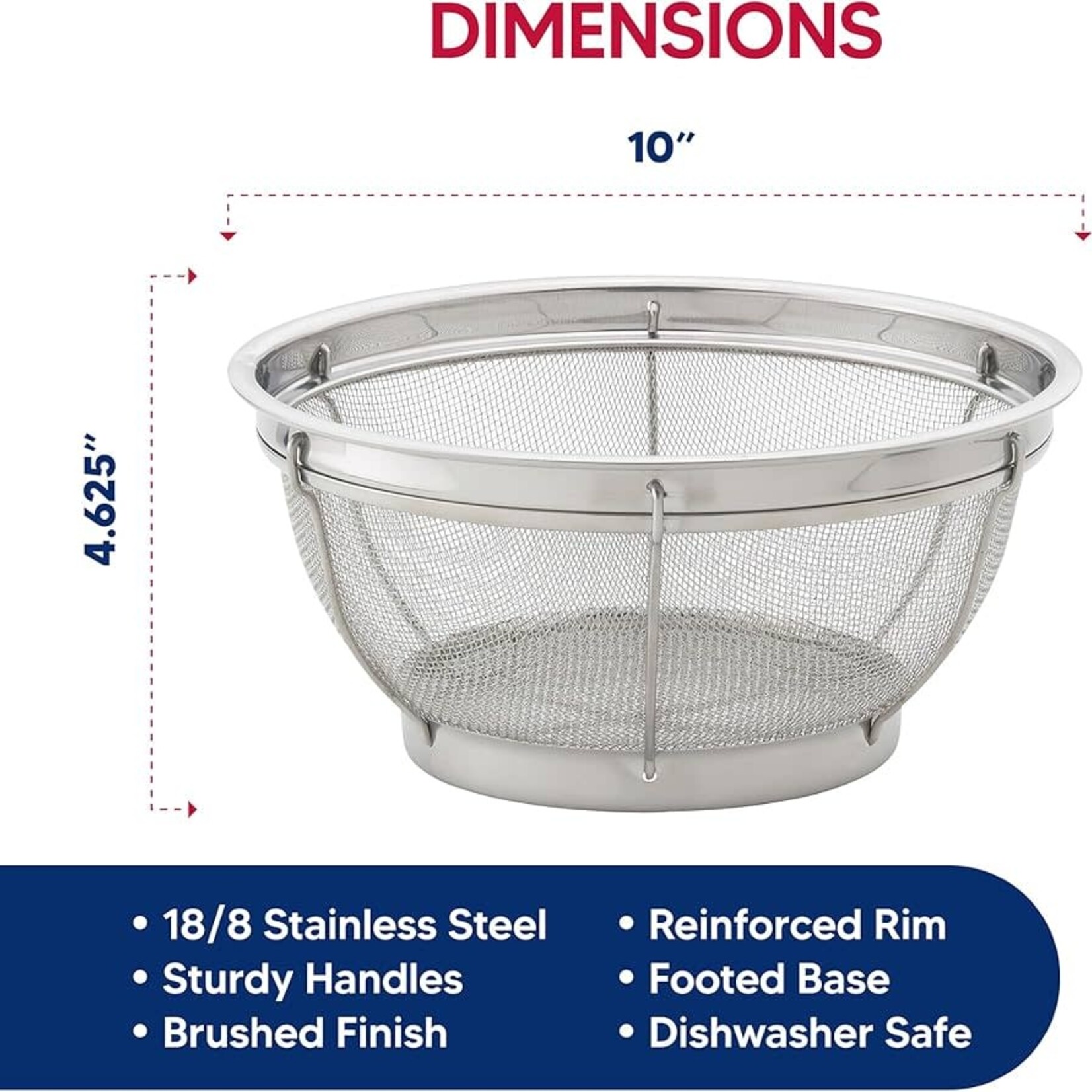 Harold Import Co. Reinforced Mesh Colander, Stainless Steel,10in | Harold Import Co.