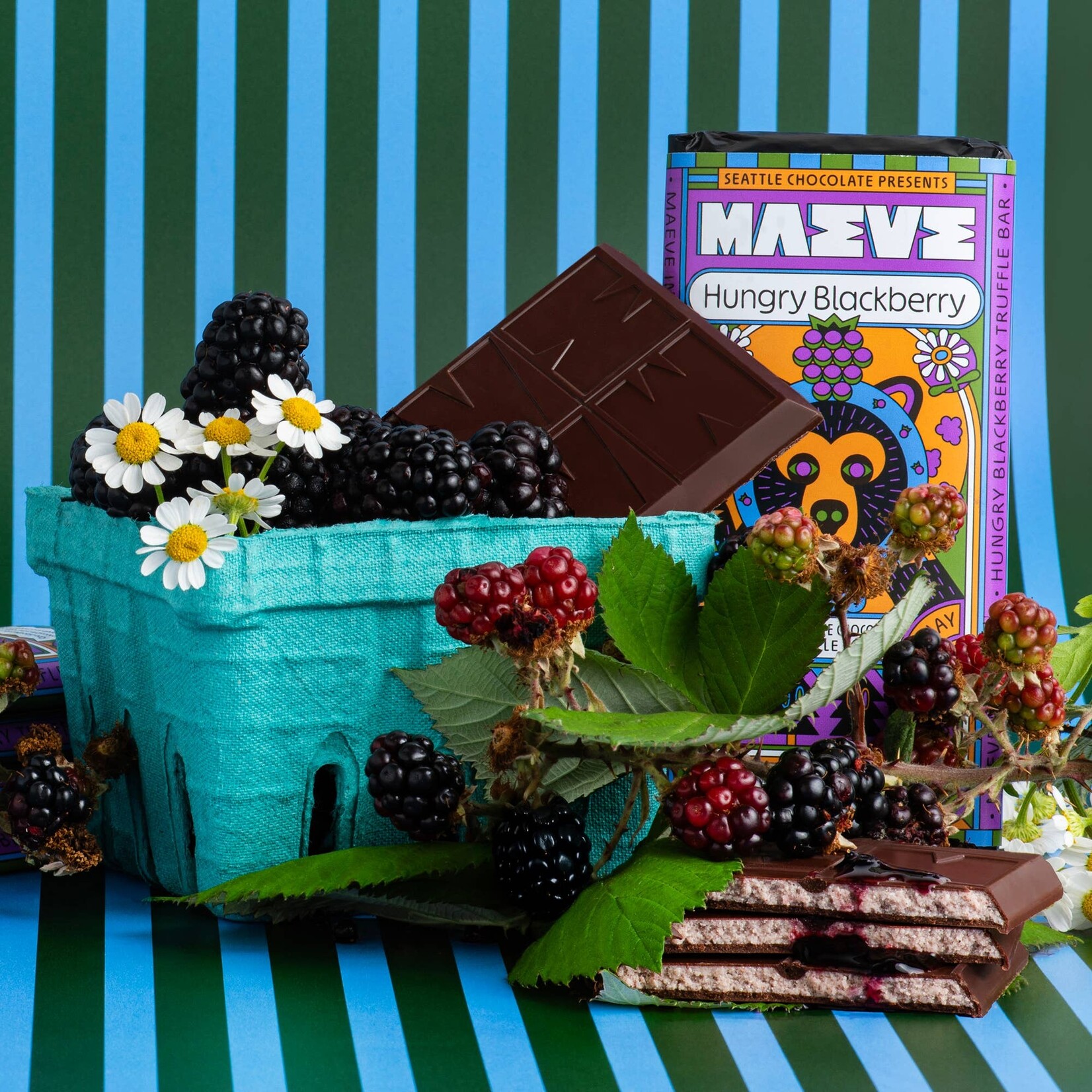 Seattle Chocolate Presents Maeve Hungry Blackberry Truffle Bar | Seattle Chocolate Presents Maeve