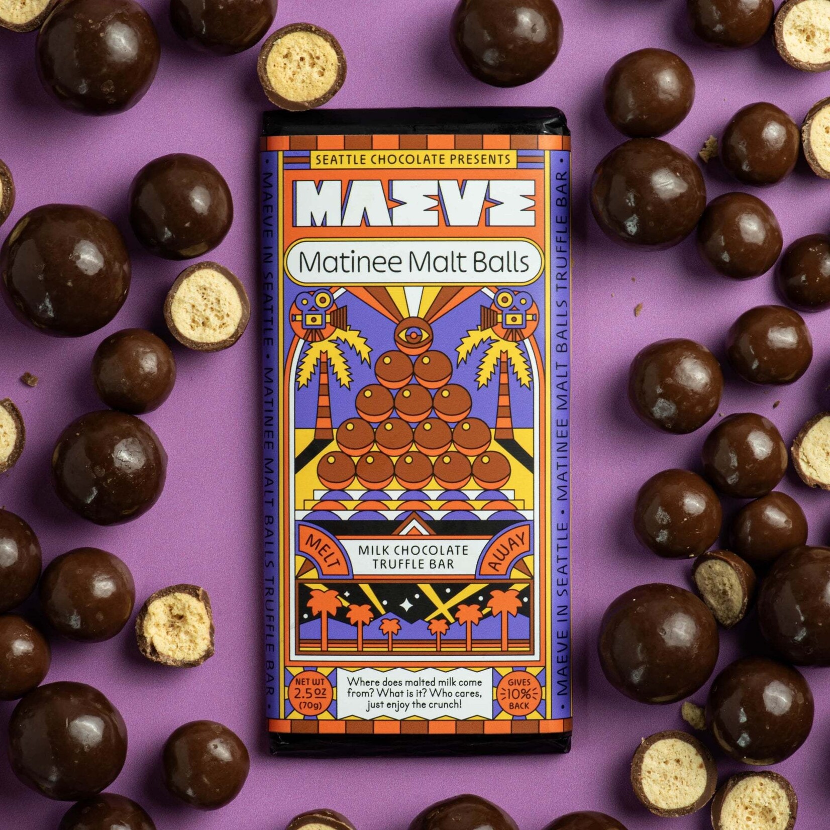 Seattle Chocolate Presents Maeve Matinee Malt Balls Truffle Bar | Seattle Chocolate Presents Maeve