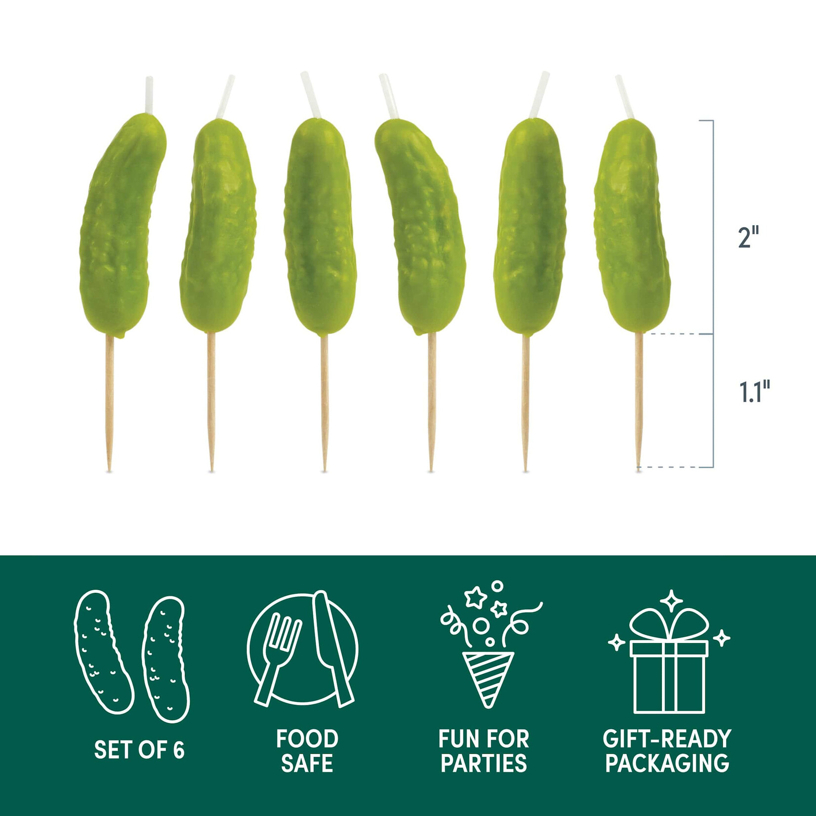 Fred & Friends PICKLE PARTY Candles - Set of 6 | Fred & Friends