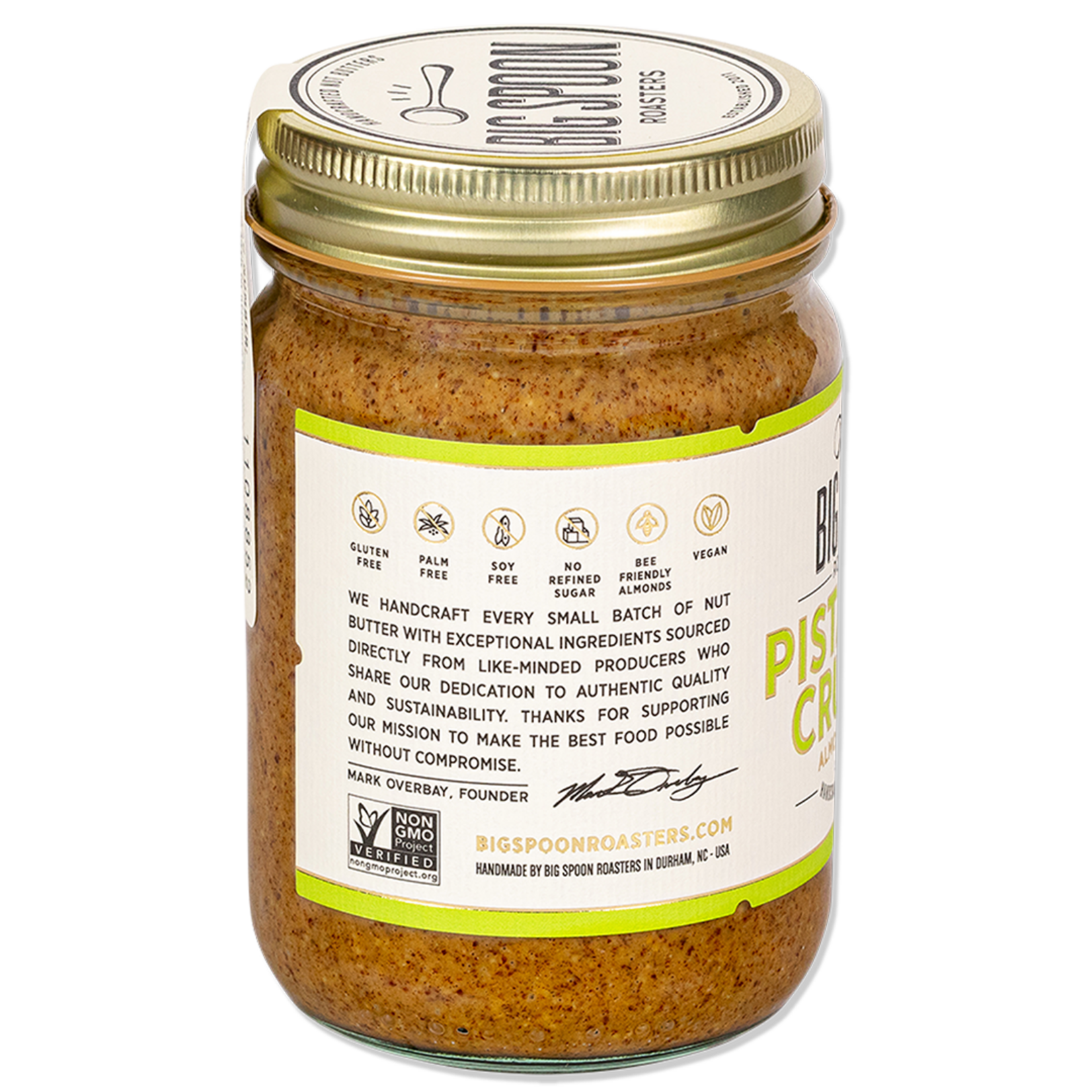 Big Spoon Roasters Pistachio Crunch Almond Butter | 13 oz Jar | Big Spoon Roasters