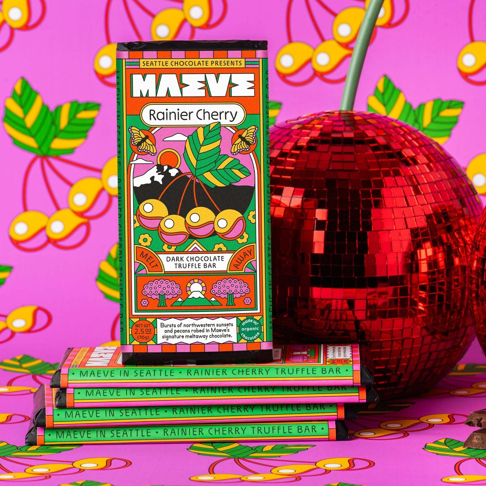 Seattle Chocolate Presents Maeve Rainier Cherry Truffle Bar | Seattle Chocolate Presents Maeve