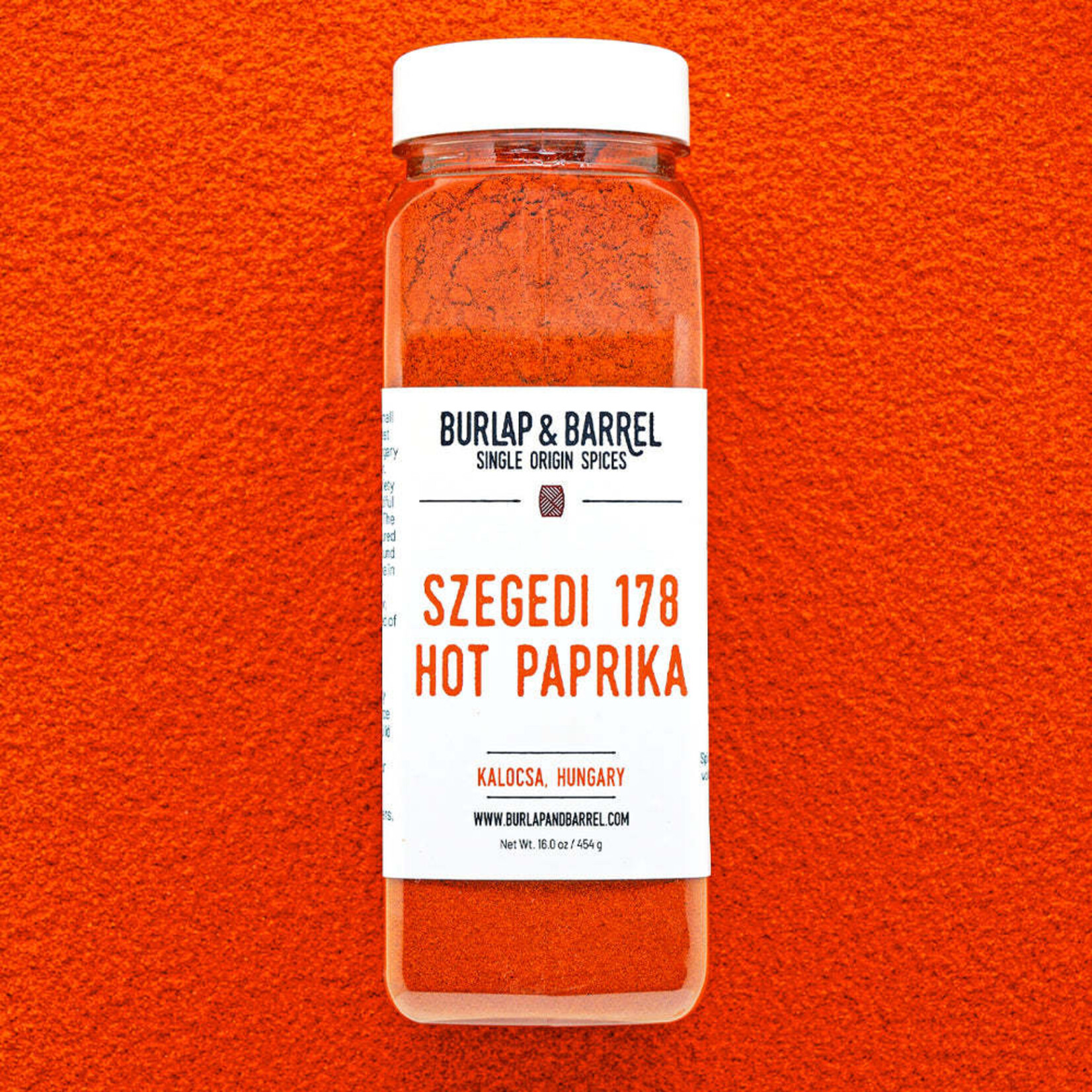 Burlap & Barrel Szegedi 178 Hot Paprika - Single Origin Spice & Seasoning | 1.8 oz glass jar | Burlap & Barrel
