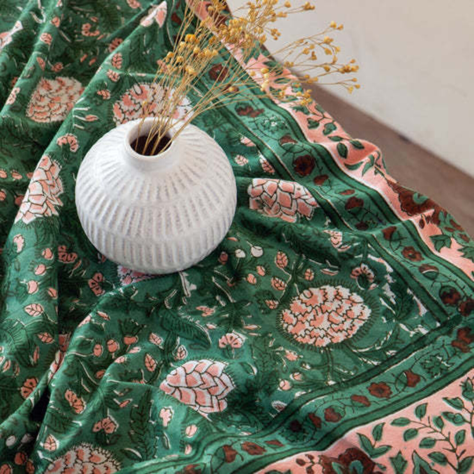 Danica Brands Tablecloth 90” - Block Print Peony | Danica Brands