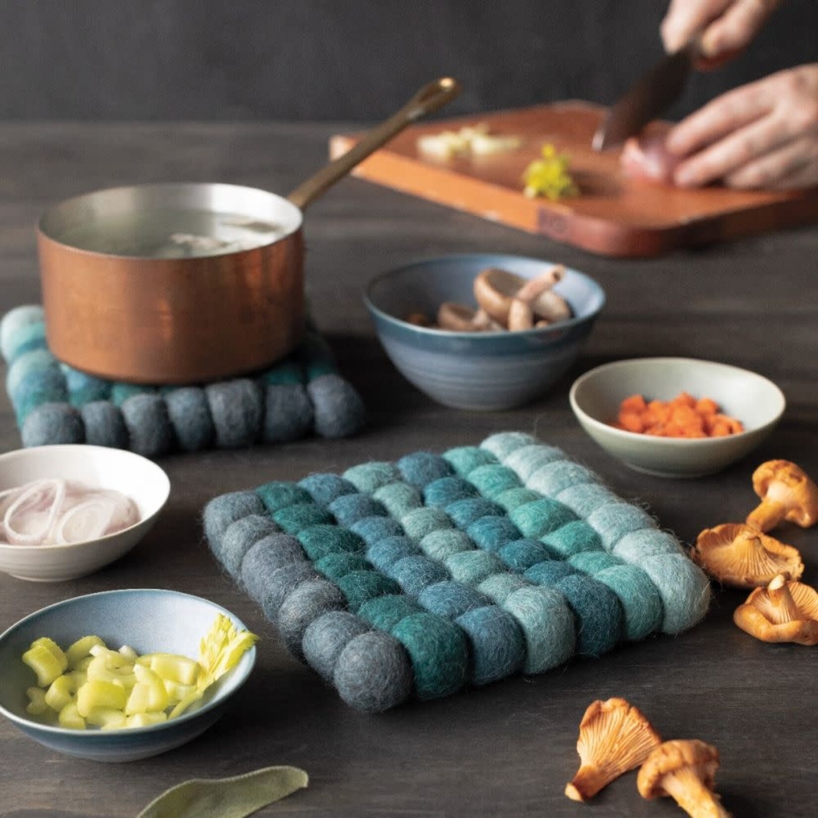 Danica Brands Lagoon Wool Felt Ball Trivet | Danica Brands