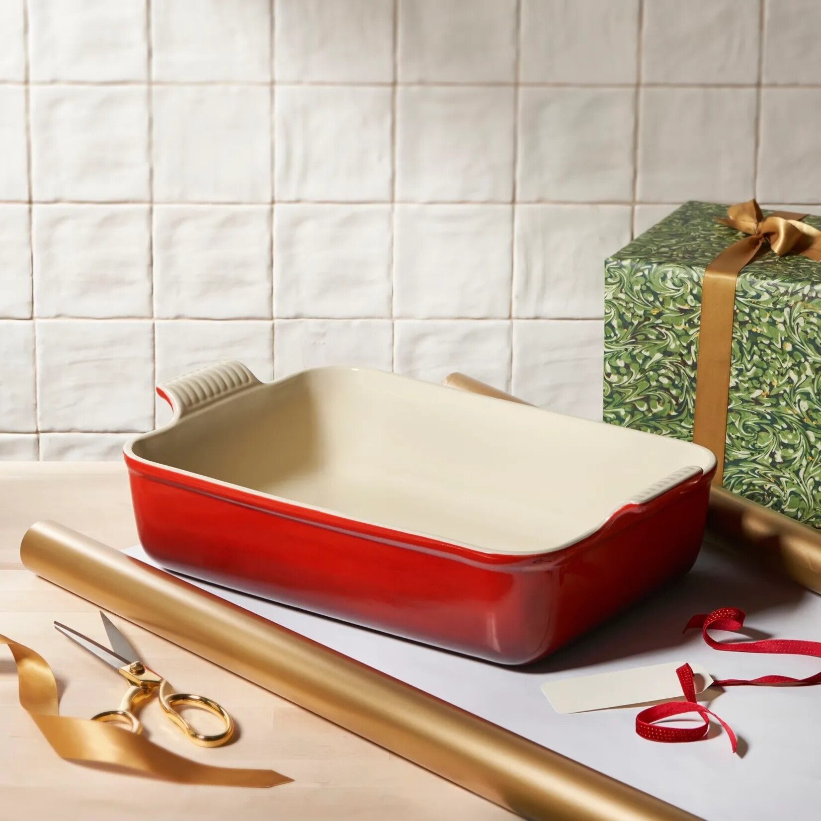 Le Creuset Heritage Lasagna Deep Baker, Sea Salt - 6.75 qt. | Le Creuset