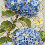 Boston International Guest Towel, Heirloom Flowers - Blue