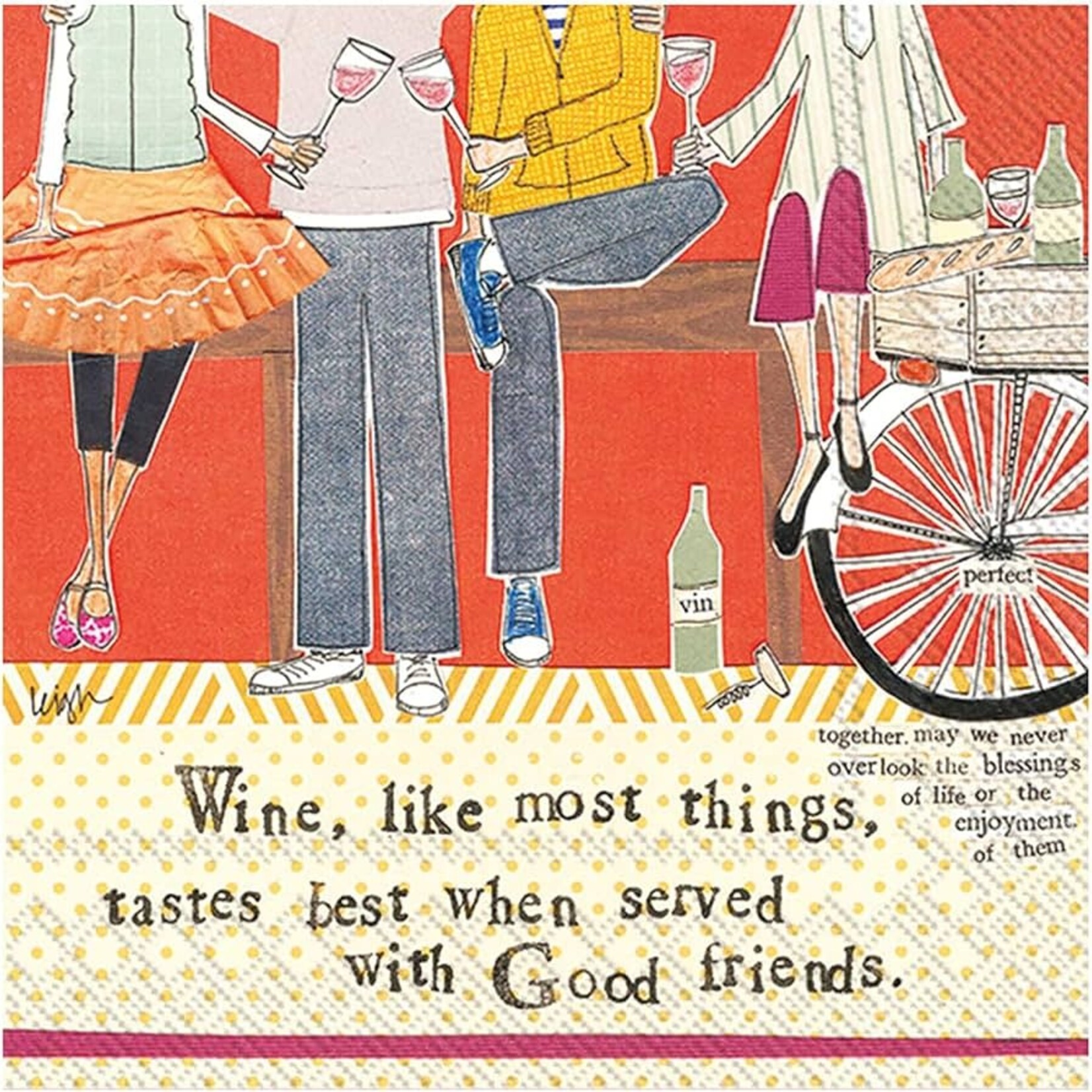 Boston International Cocktail Napkin, Wine With Friends