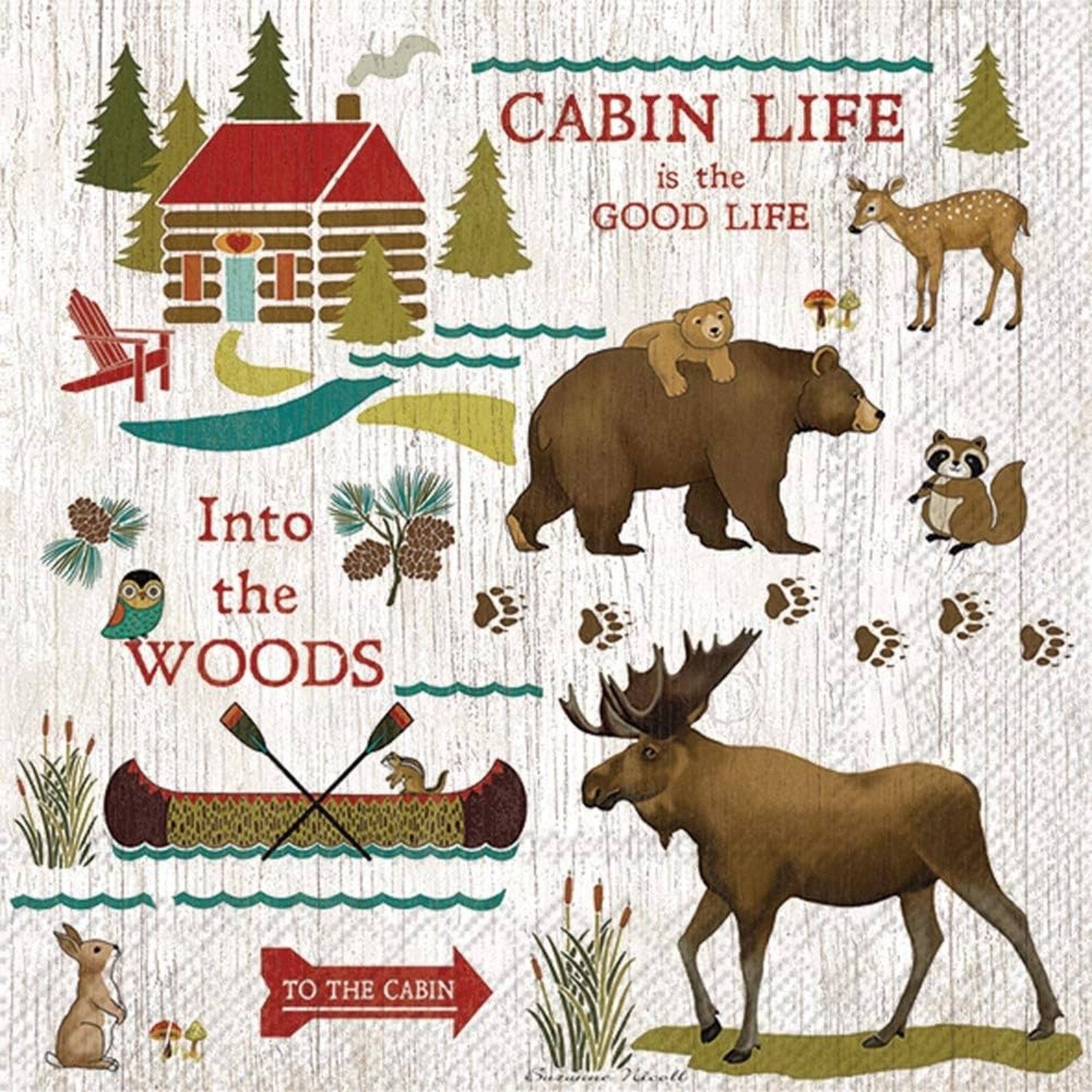 Boston International Cocktail Napkin, Cabin Life