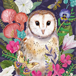 Boston International Lunch Napkin, Floral Barn Owl