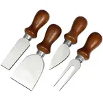 Prodyne Set of 4 Cheese Knives with Stained Wood Handles